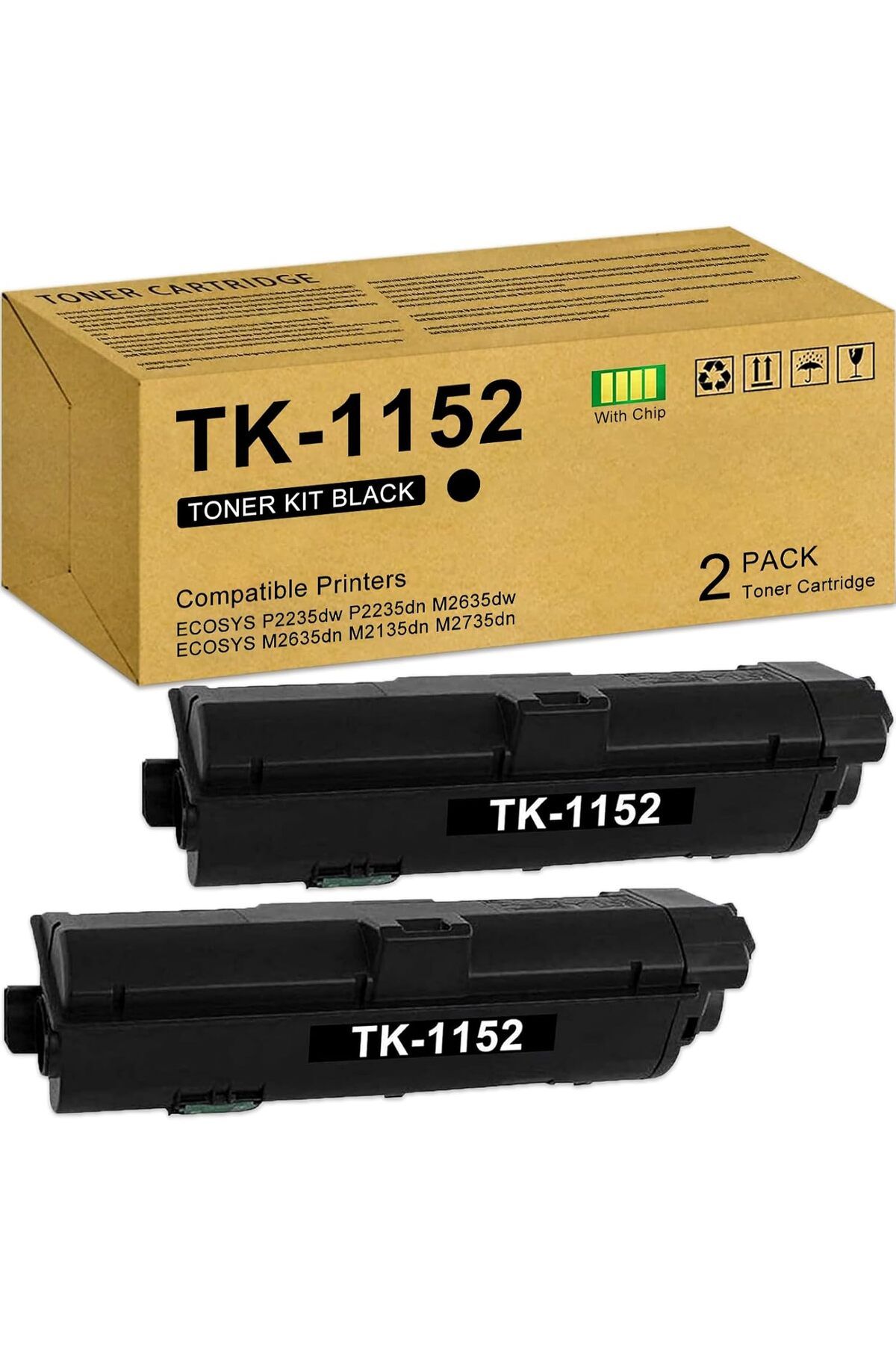KYOCERA TK1150 ECOSYS P2235dw / M2635dw / M2135dn / P2235dn / M2635dn Printer (2-Pack,