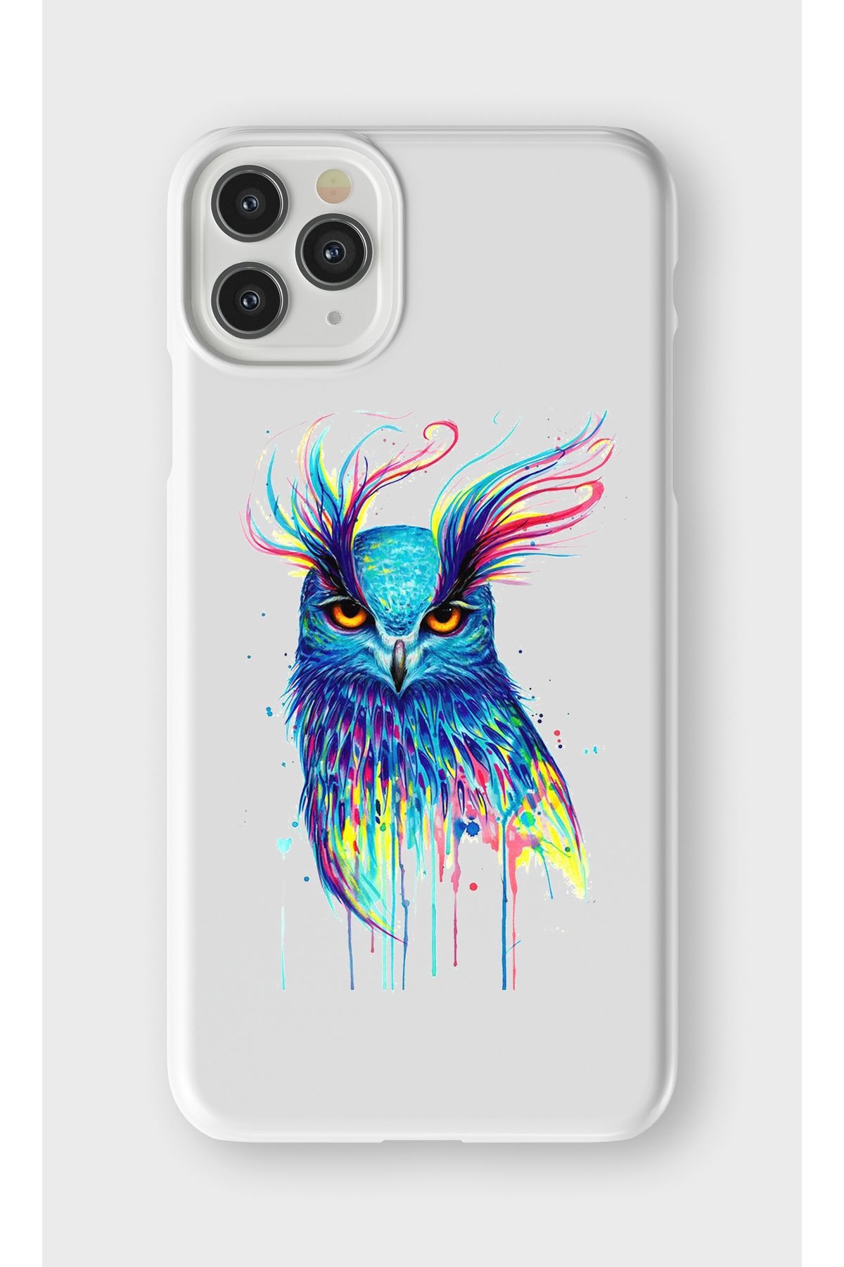 lelia iPhone 11 Pro Uyumlu Renkli Kuş Tasarımlı İçi Kadife Lansman Beyaz Silikon Kılıf