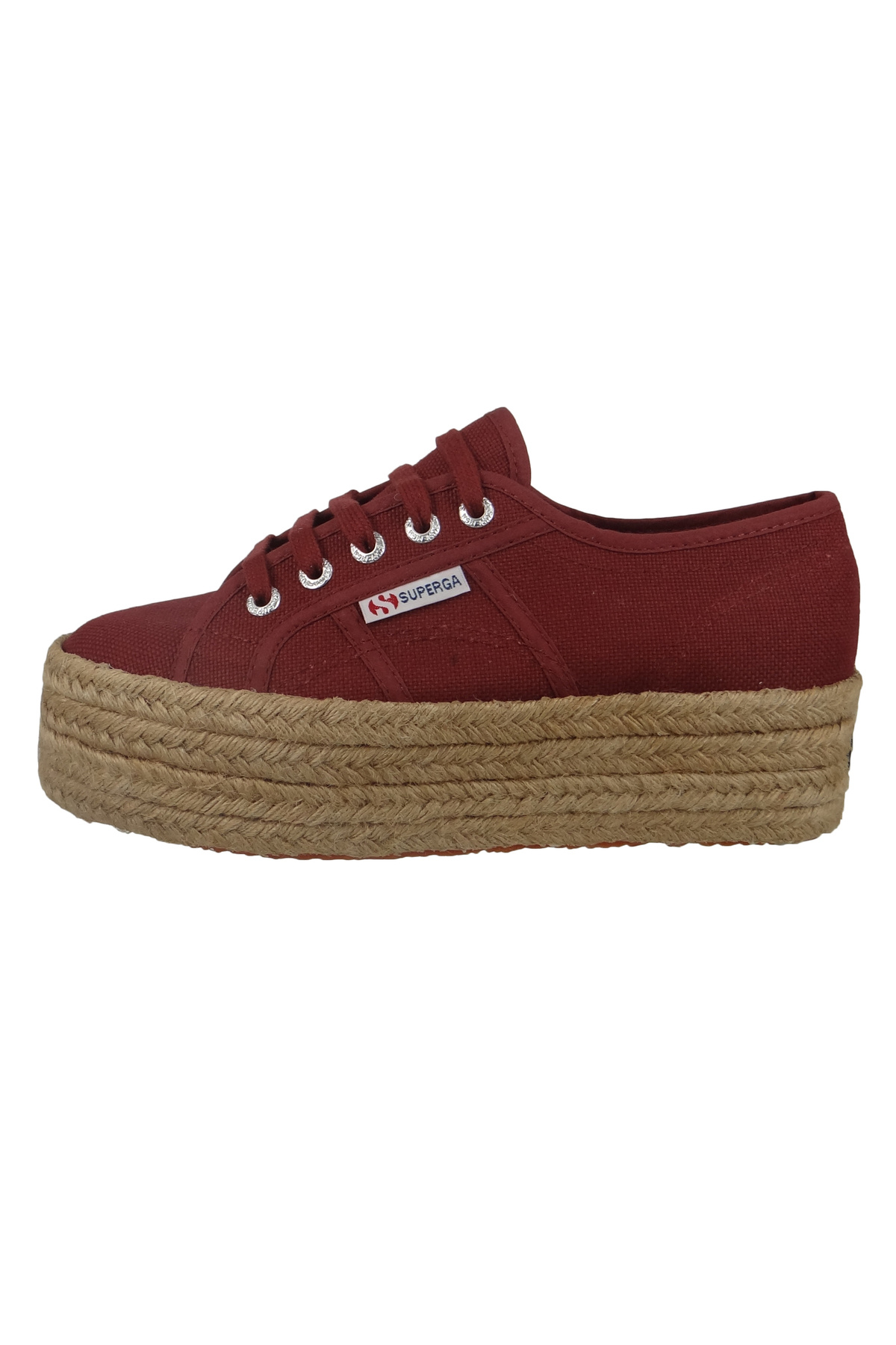 Superga-Schuhe Damen Sneaker 2790 Cotu Plateau Espadrille Weinrot Oxblood 3