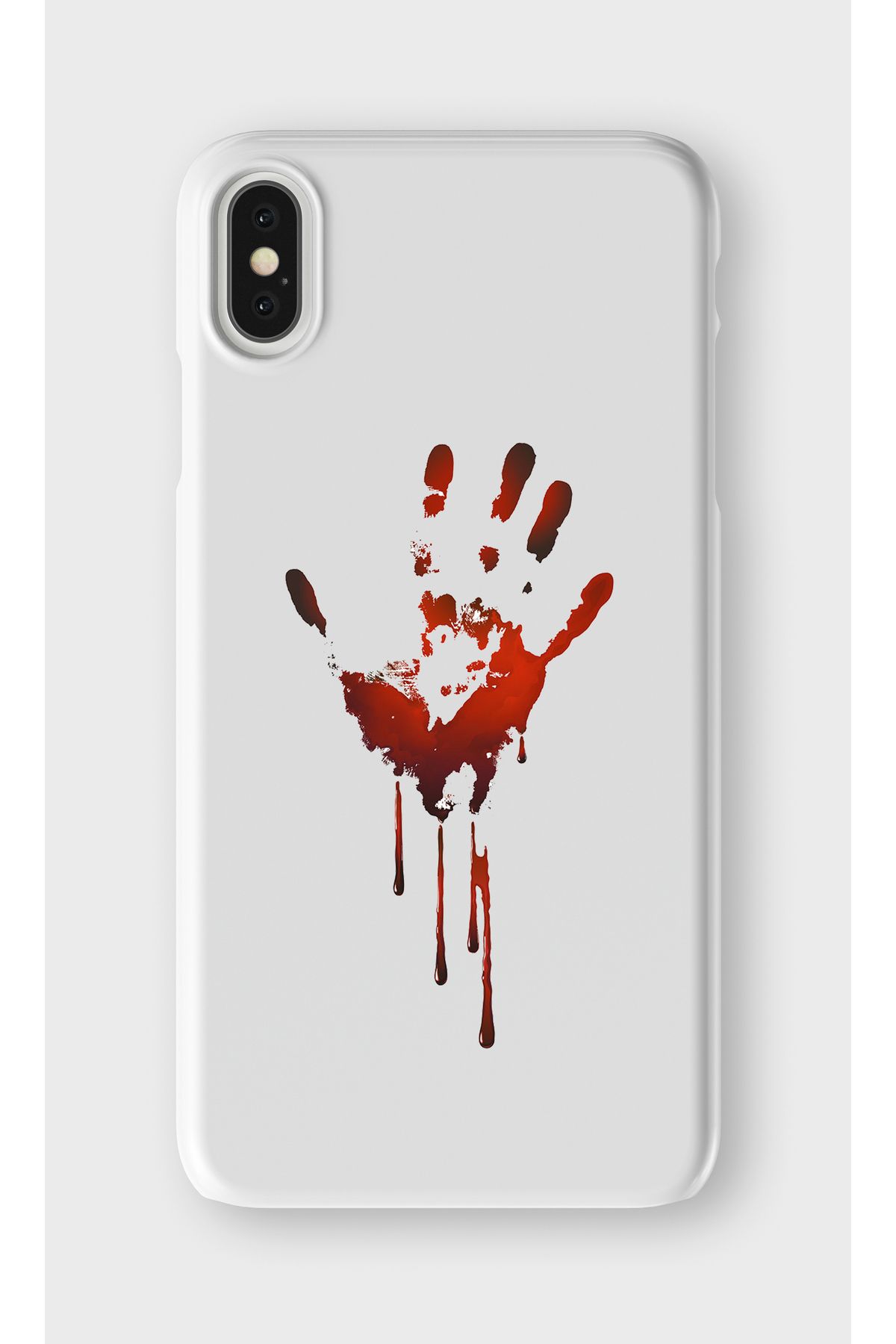 lelia iPhone X ve XS Uyumlu Kanlı El Tasarımlı İçi Kadife Lansman Beyaz Silikon Kılıf