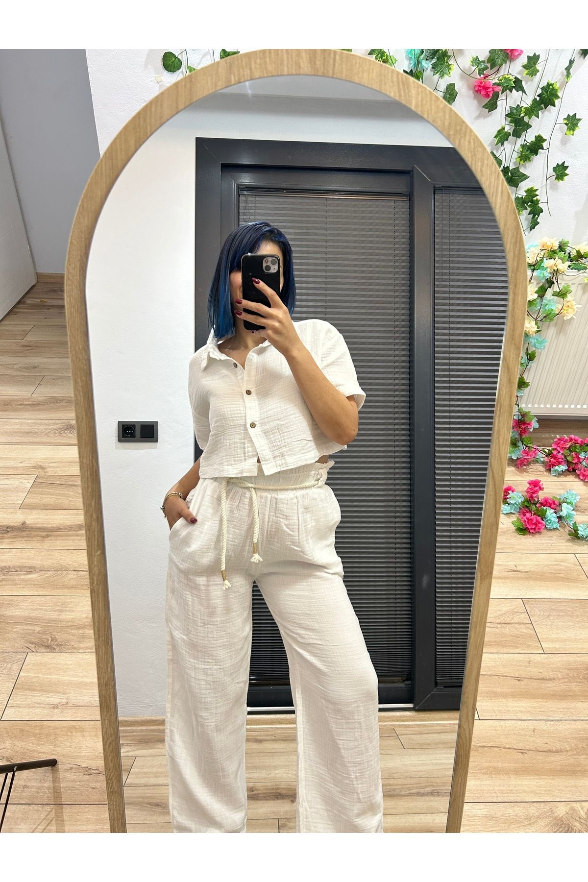Maves Butik Kemer detaylı müslin takım