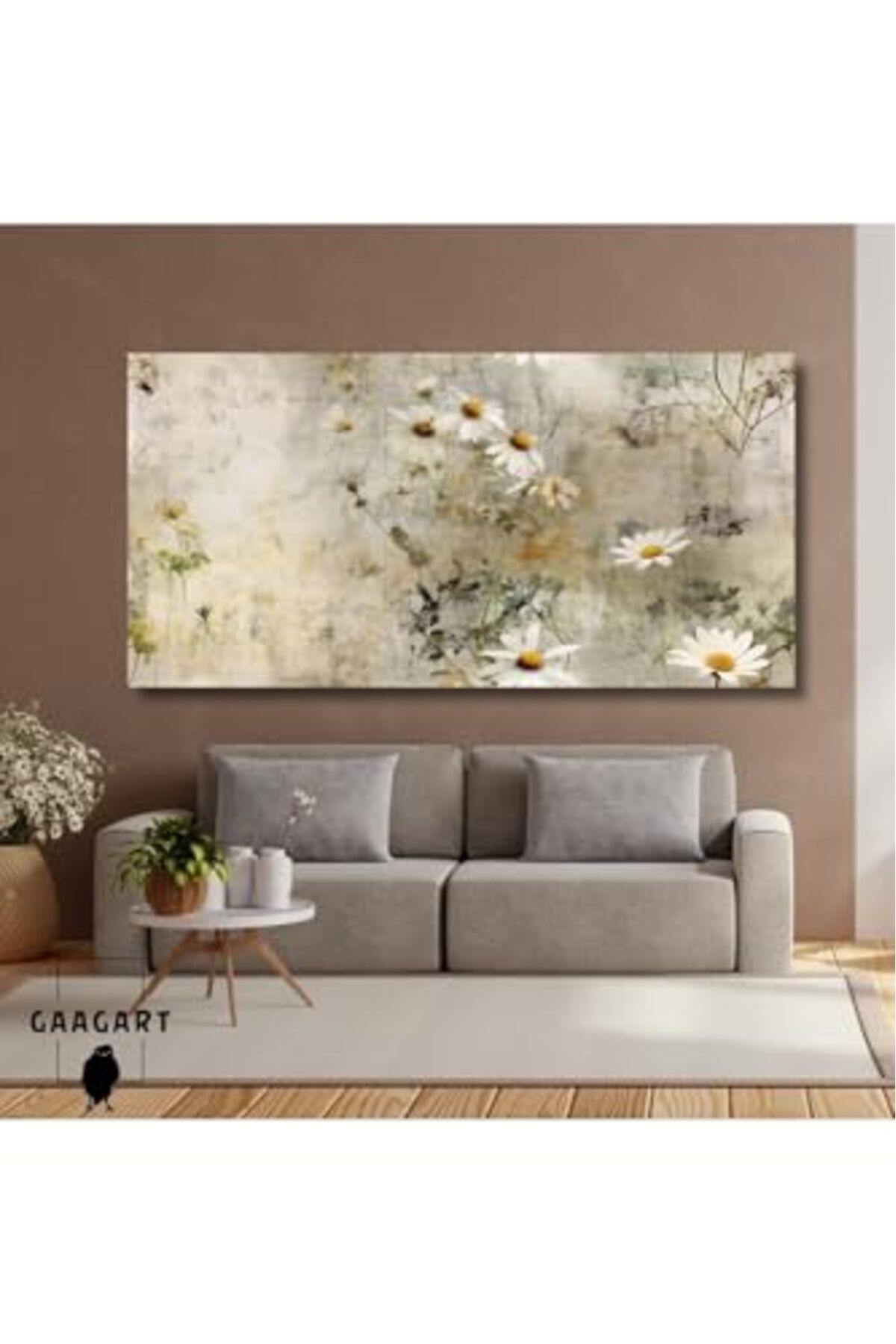ShopZum Gaagart Panoramik Kanvas Duvar Tablosu Soyut Zarif Papatya Görselleri, 100 X 50