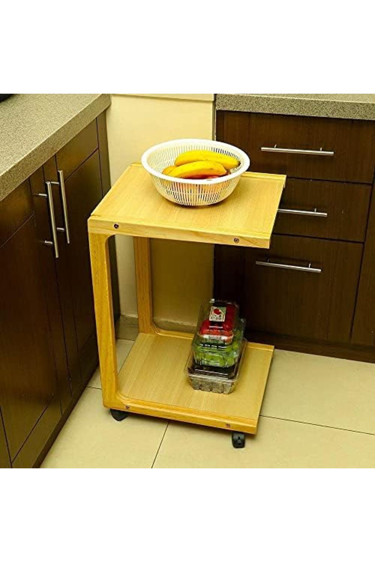 NEXIFY-C-Shaped End Table, Snack Side Table with Wheels, Modern Creative Design Coffee Table 5