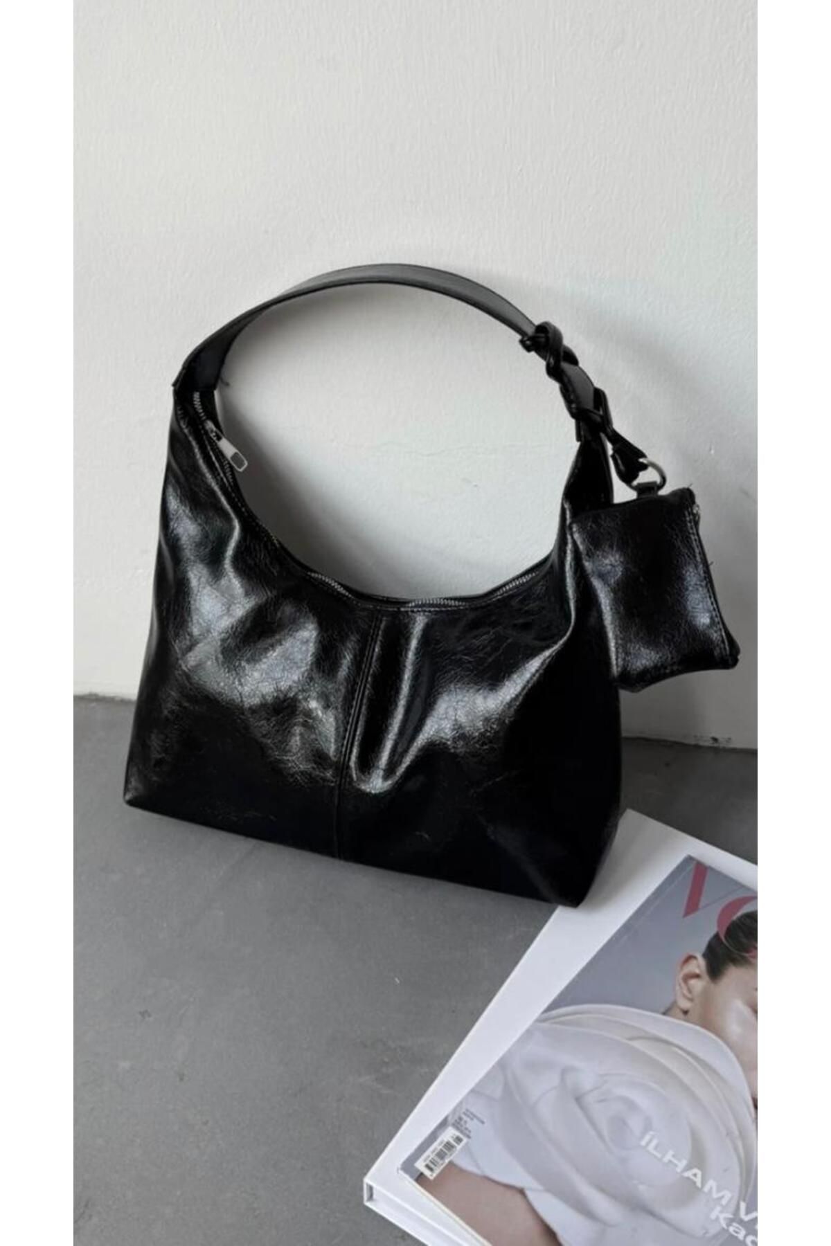 cosybag. CÜZDAN AKSESUARLI KADIN EL VE OMUZ ÇANTA BİRDİE SİYAH