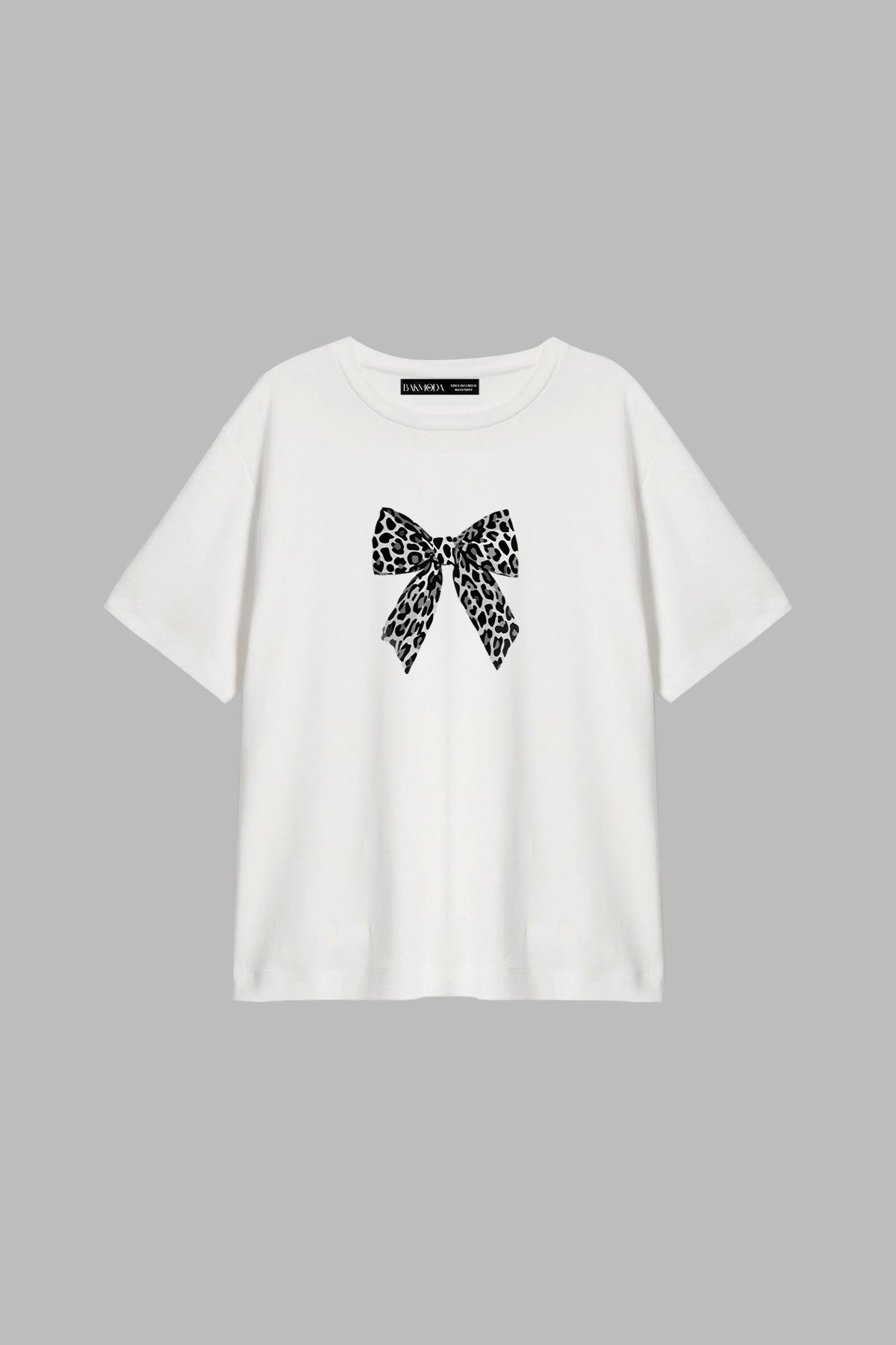 CİNEMA MODA Fiyonk V2 Baskılı Relaxed Fit Beyaz Kadın Tshirt
