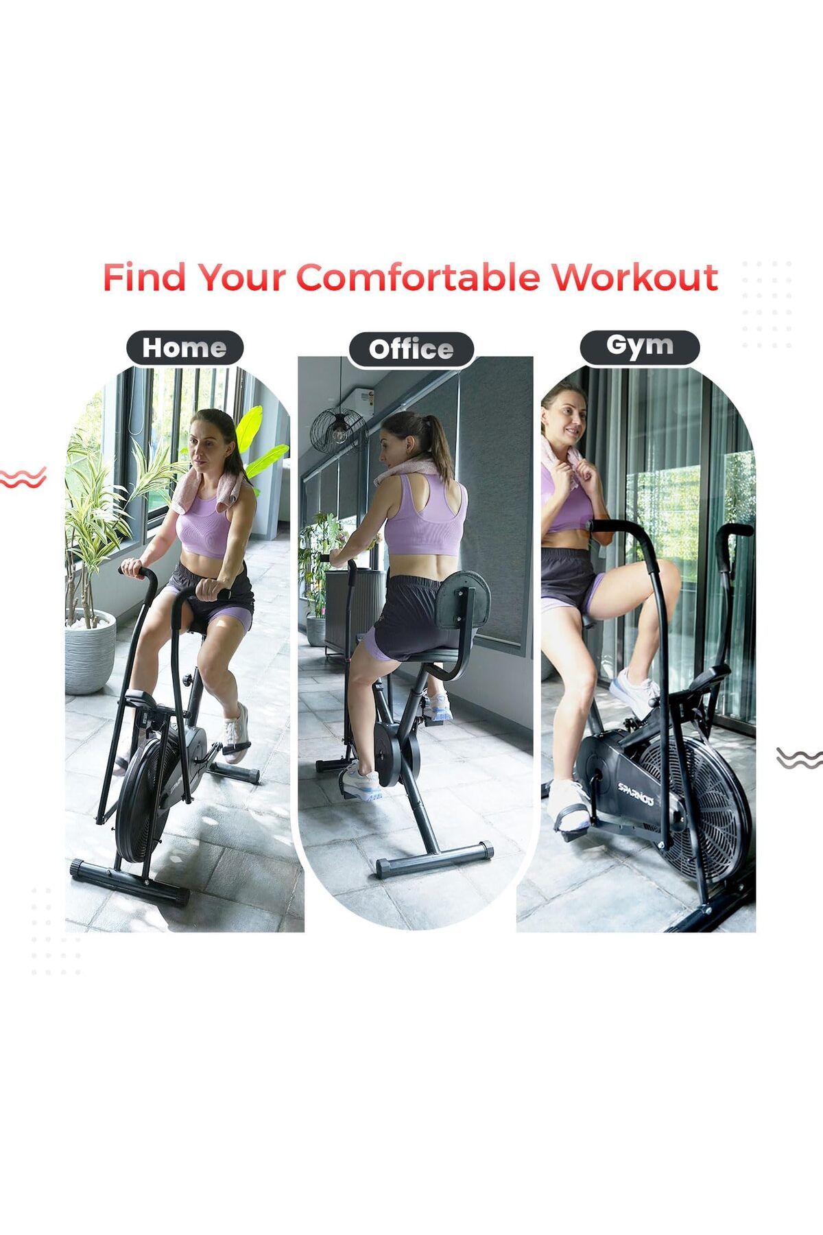 Sparnod Fitness-Sab-05 Upright Air Bike Exercise Cycle - Height Adjustable Seat With Back Rest 6