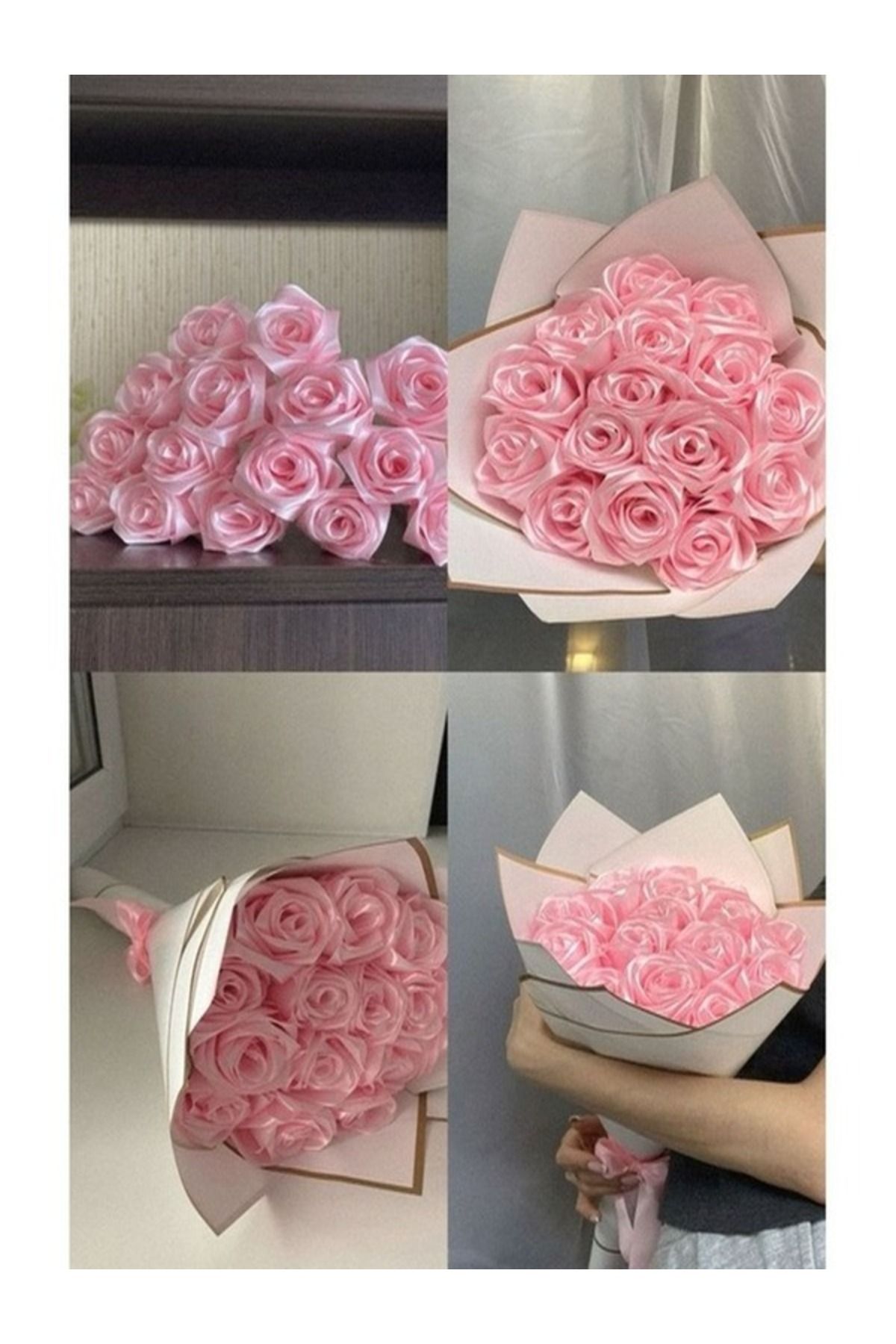 CANSIN 10 ADET PEMBE SOLMAYAN GÜL BUKETİ
