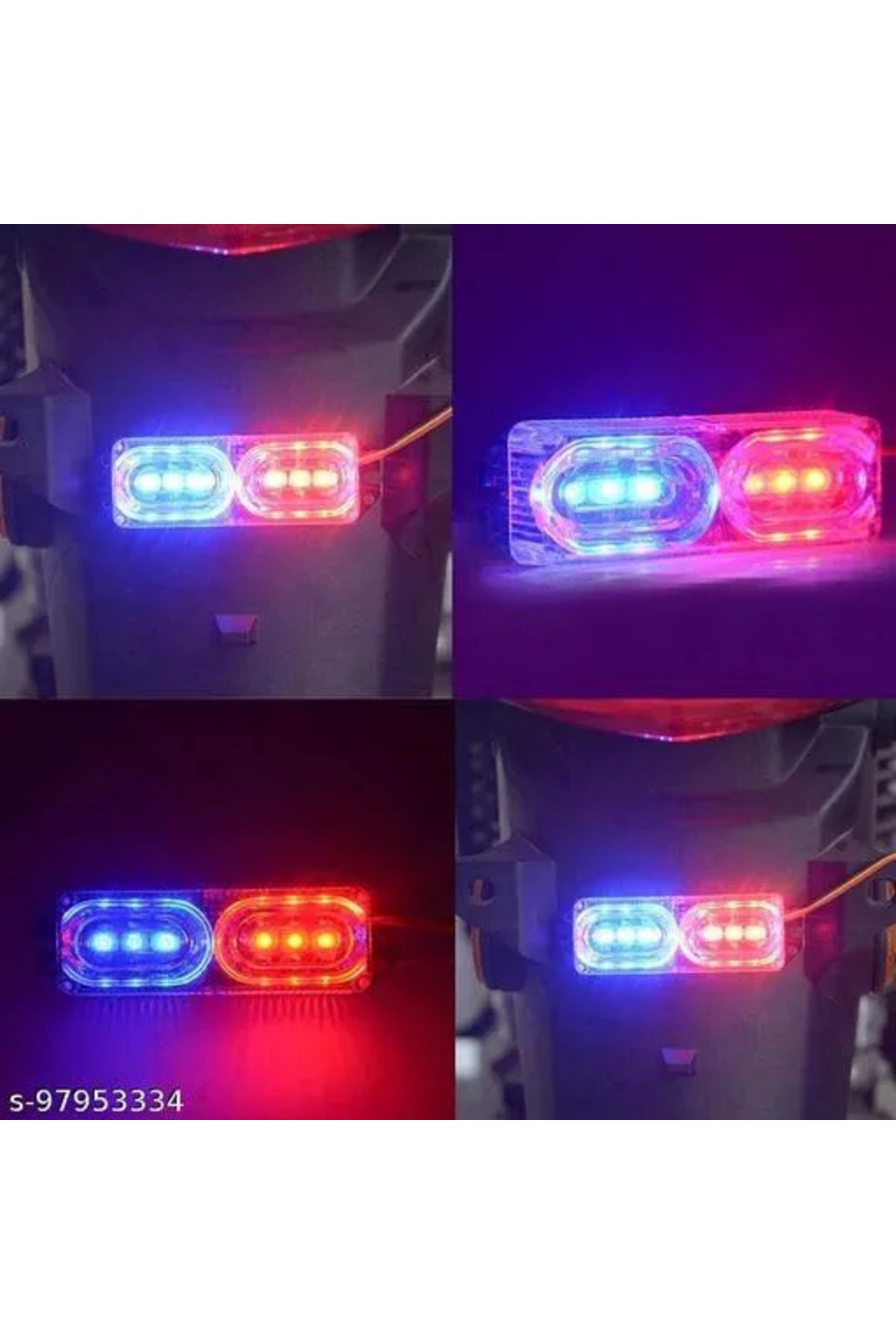 fullreyon 1 Adet 12V Kırmızı - Mavi Işık Animasyonlu Çakar Led, Red - Blue Modüler Led (10 x 3,5 Cm)