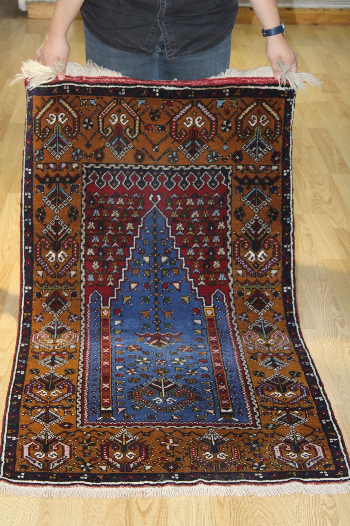 HALI SARAYI 1932 El Dokuma Kök Boya Yahyalı Halı Namazlık 86 x 150