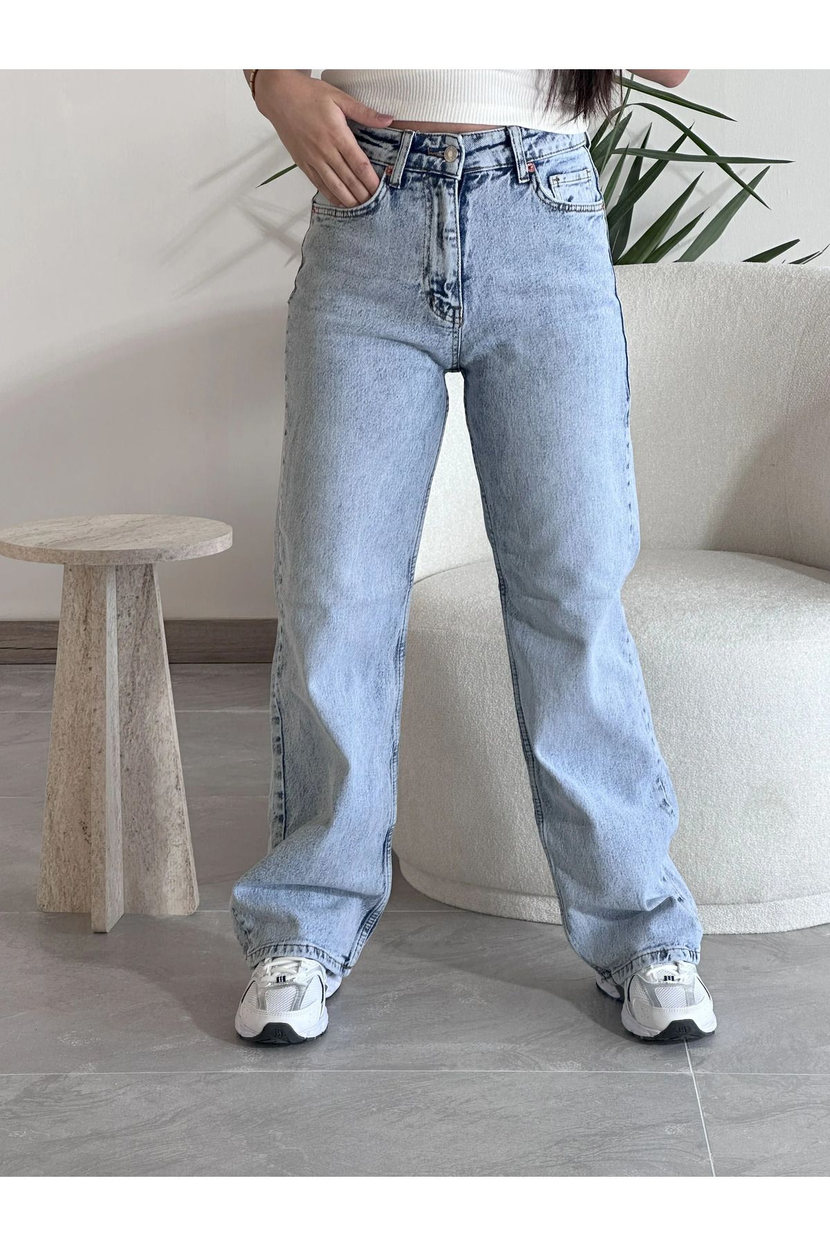 Kyra Studios 0011 Muadil Buz Mavisi Holo Kot Pantolon