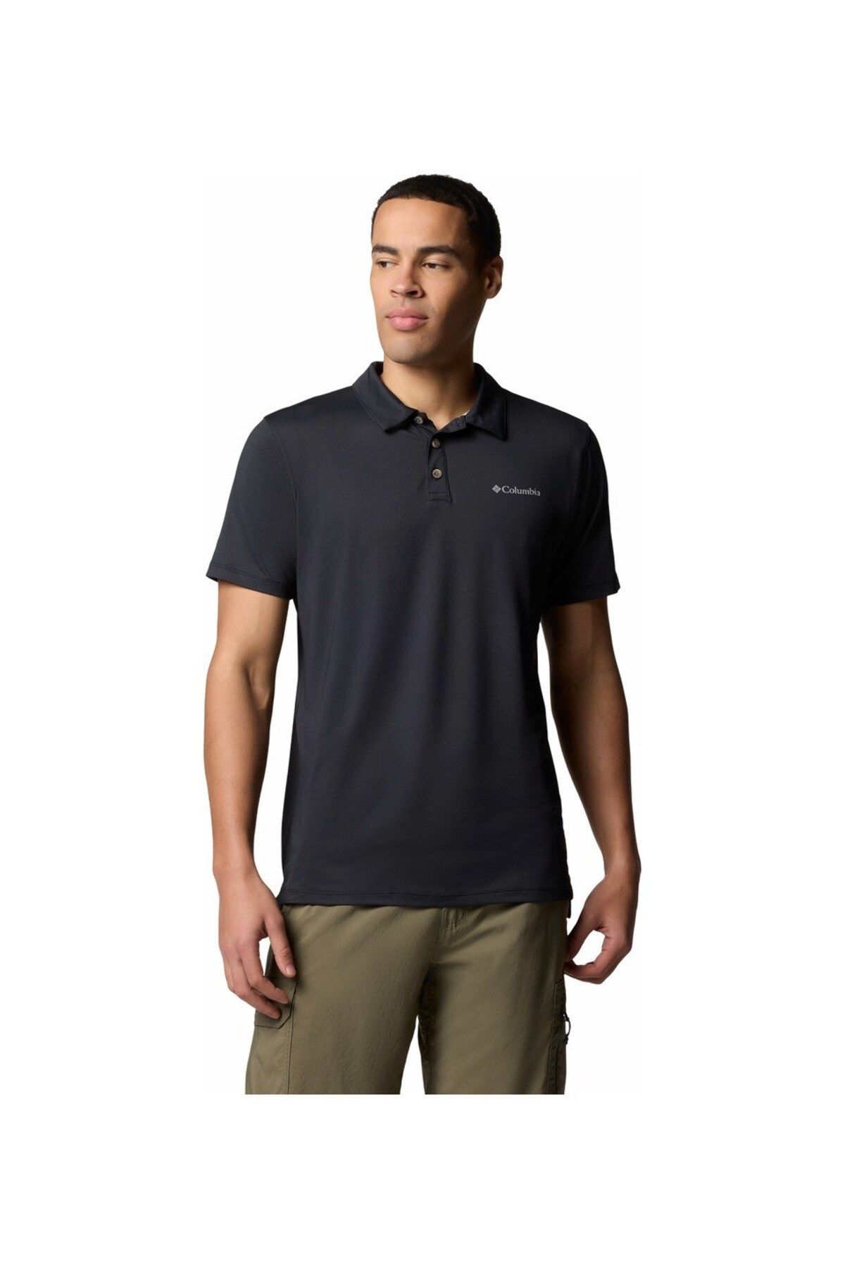 Columbia Erkek Am1495 Tech Traıl Utılıty Polo Siyah Kısa Kollu Polo T-shirt Am1495-010