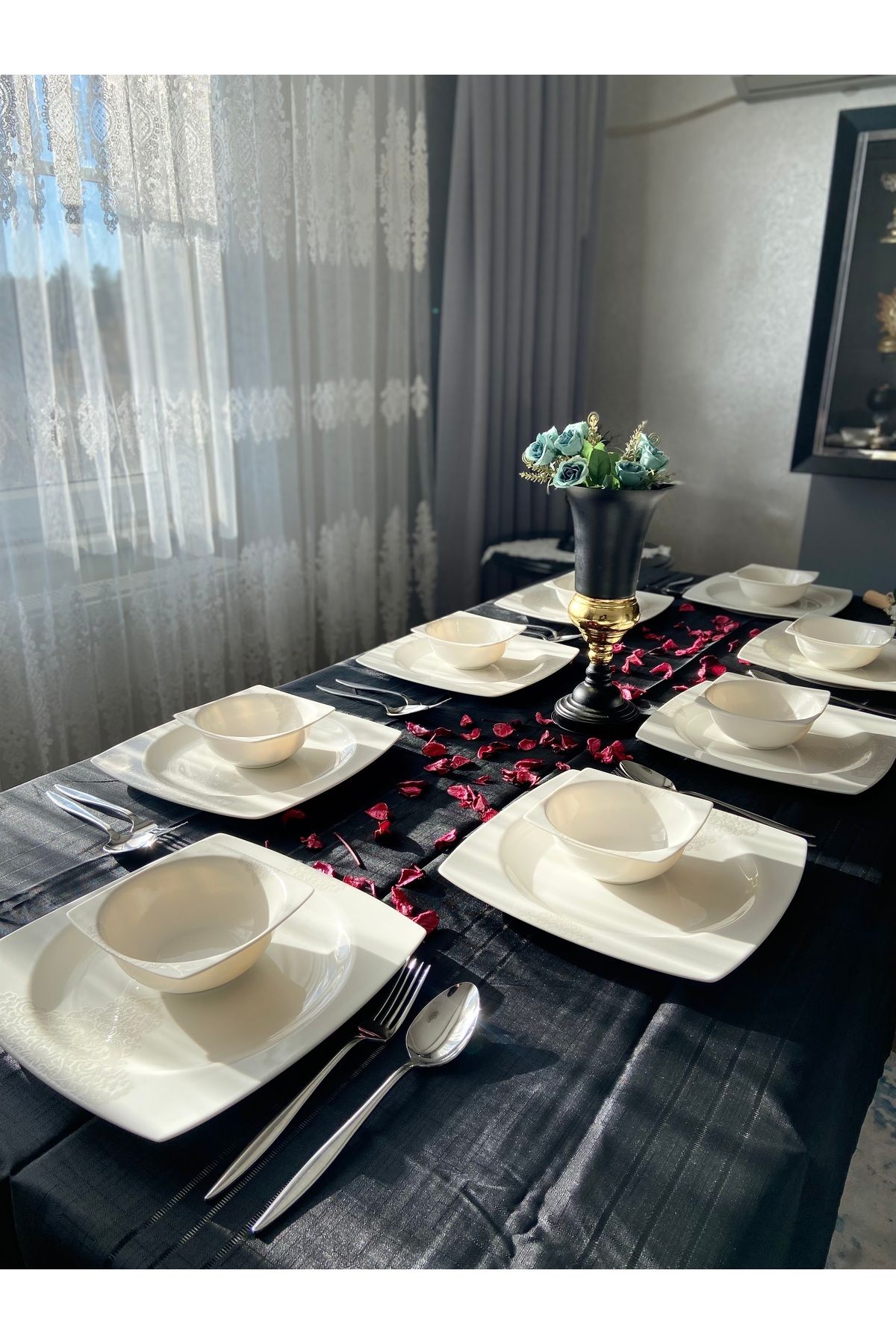 eyup ceyiz F&c Home ®️ Dertsiz, Leke Tutmaz Modern & Şık Tasarım | Masa Örtüsü - Black Edition