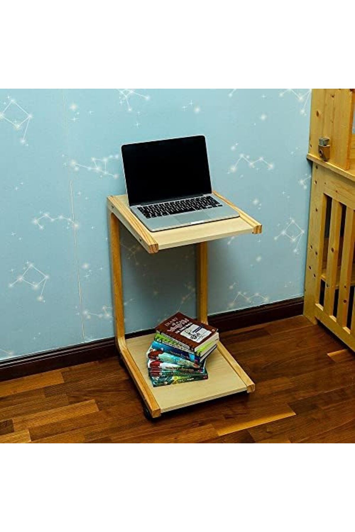 NEXIFY-C-Shaped End Table, Snack Side Table with Wheels, Modern Creative Design Coffee Table 6