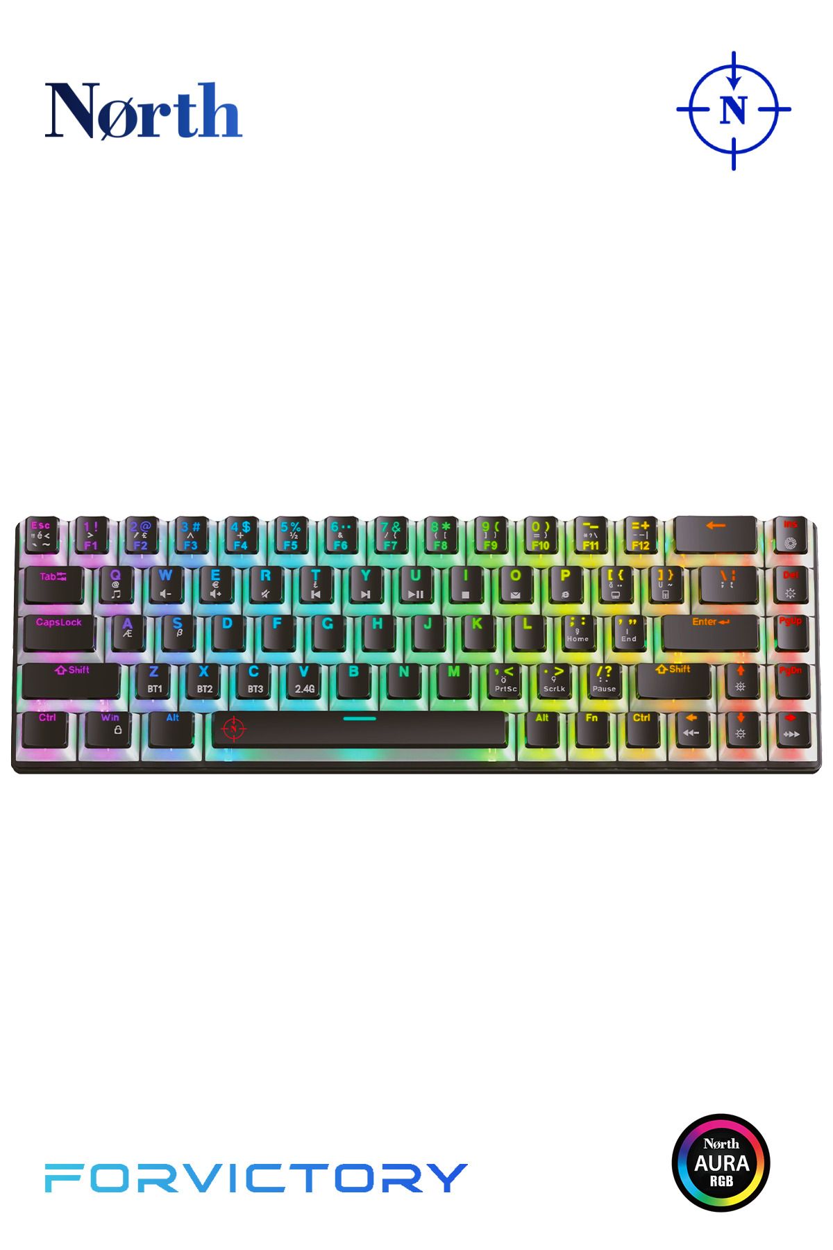 North Odin PRO WL68 LightCore Kablosuz Bluetooth RGB Red Switch Türkçe Mekanik Gaming Klavye