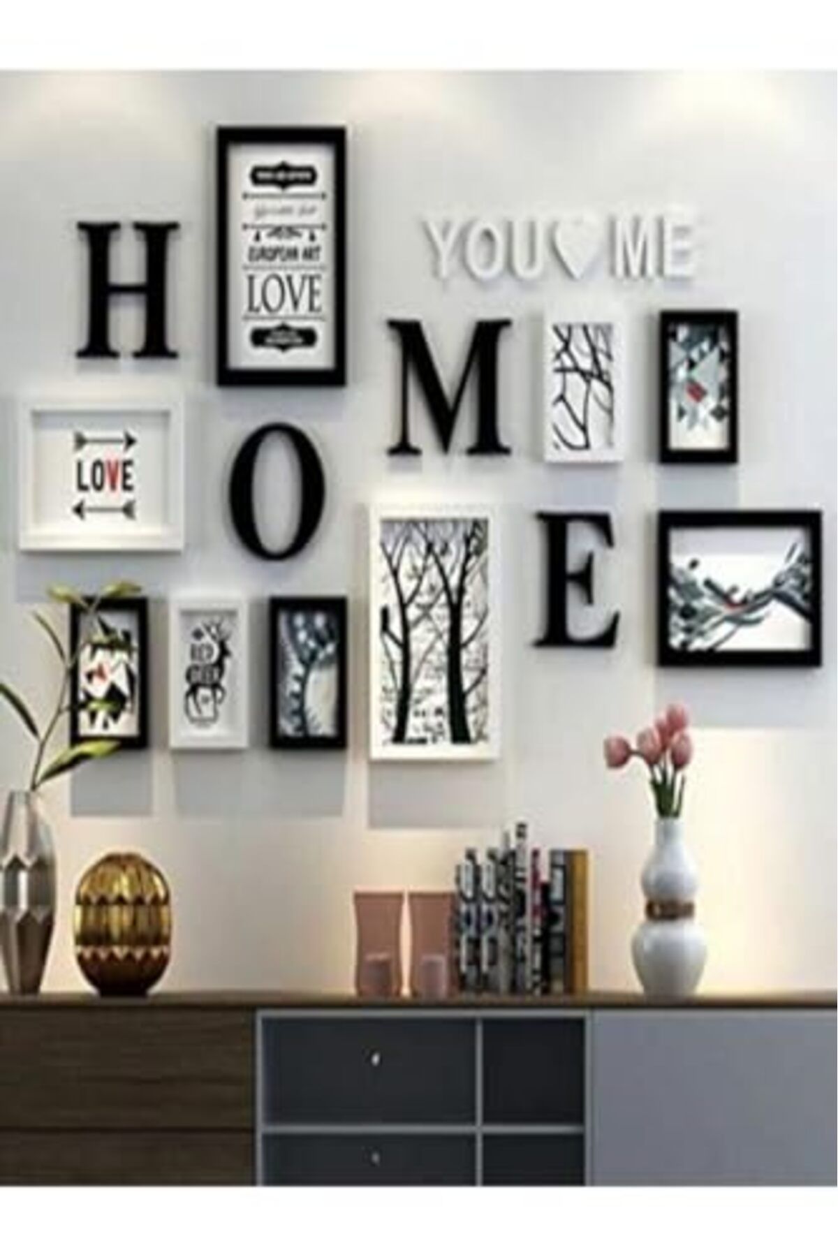 ShopZum Nt Handmade Siyah Ahşap Home Duvar Yazısı Duvar Dekoru Ev Antre Kapı Süsü Için Lazer Kesim Mdf 60X2