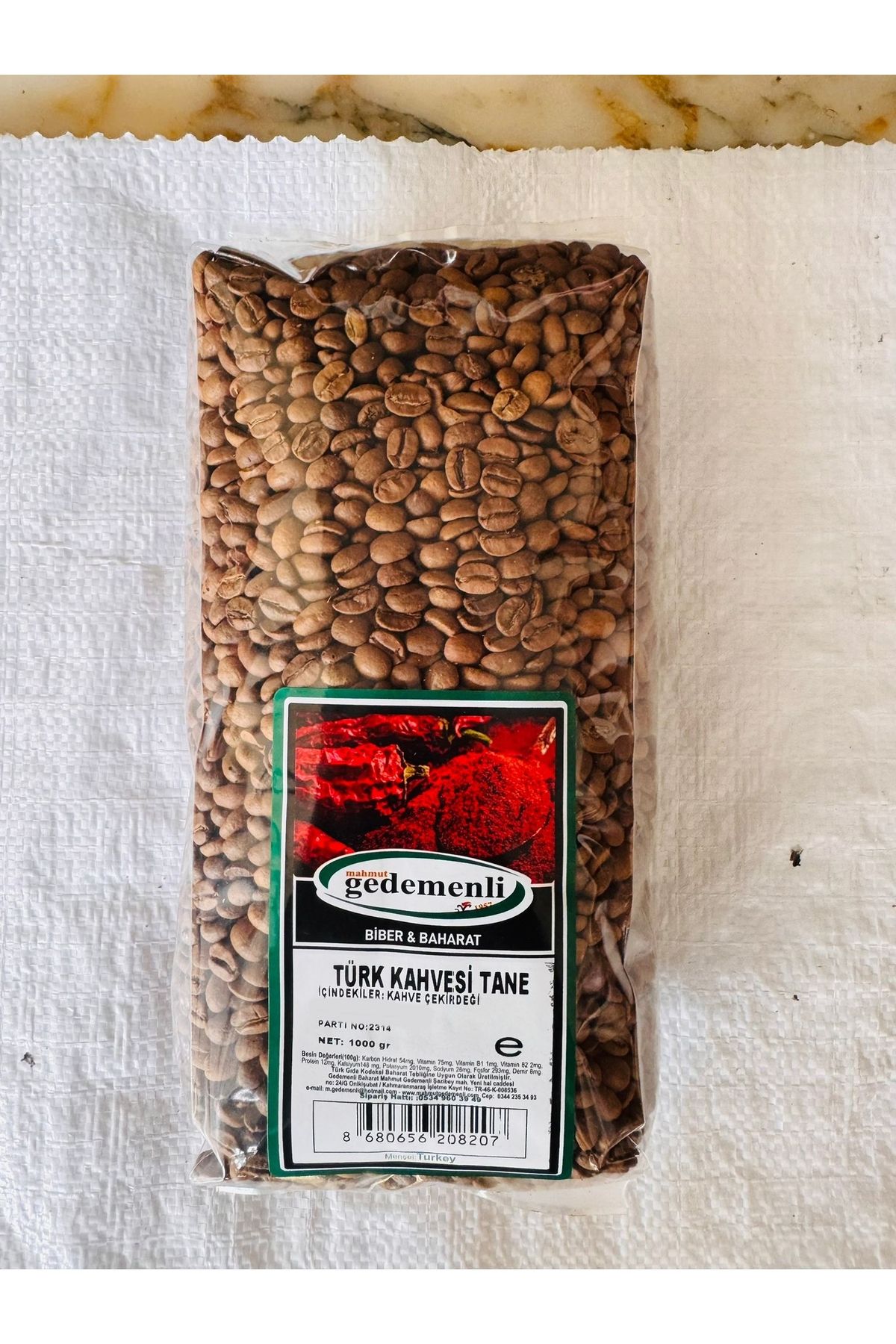GEDEMENLİ TÜRK KAHVESİ TANE 1000 GR