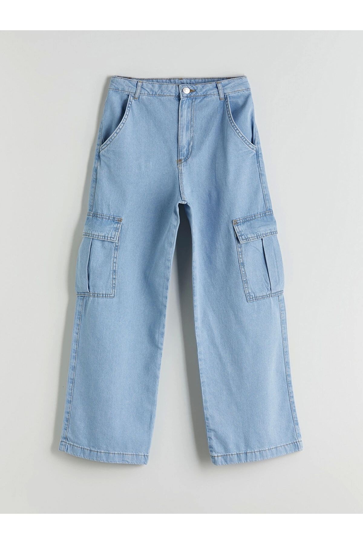 LC Waikiki LCW Kids Indigo Wideleg Kız Çocuk Kargo Jean Pantolon