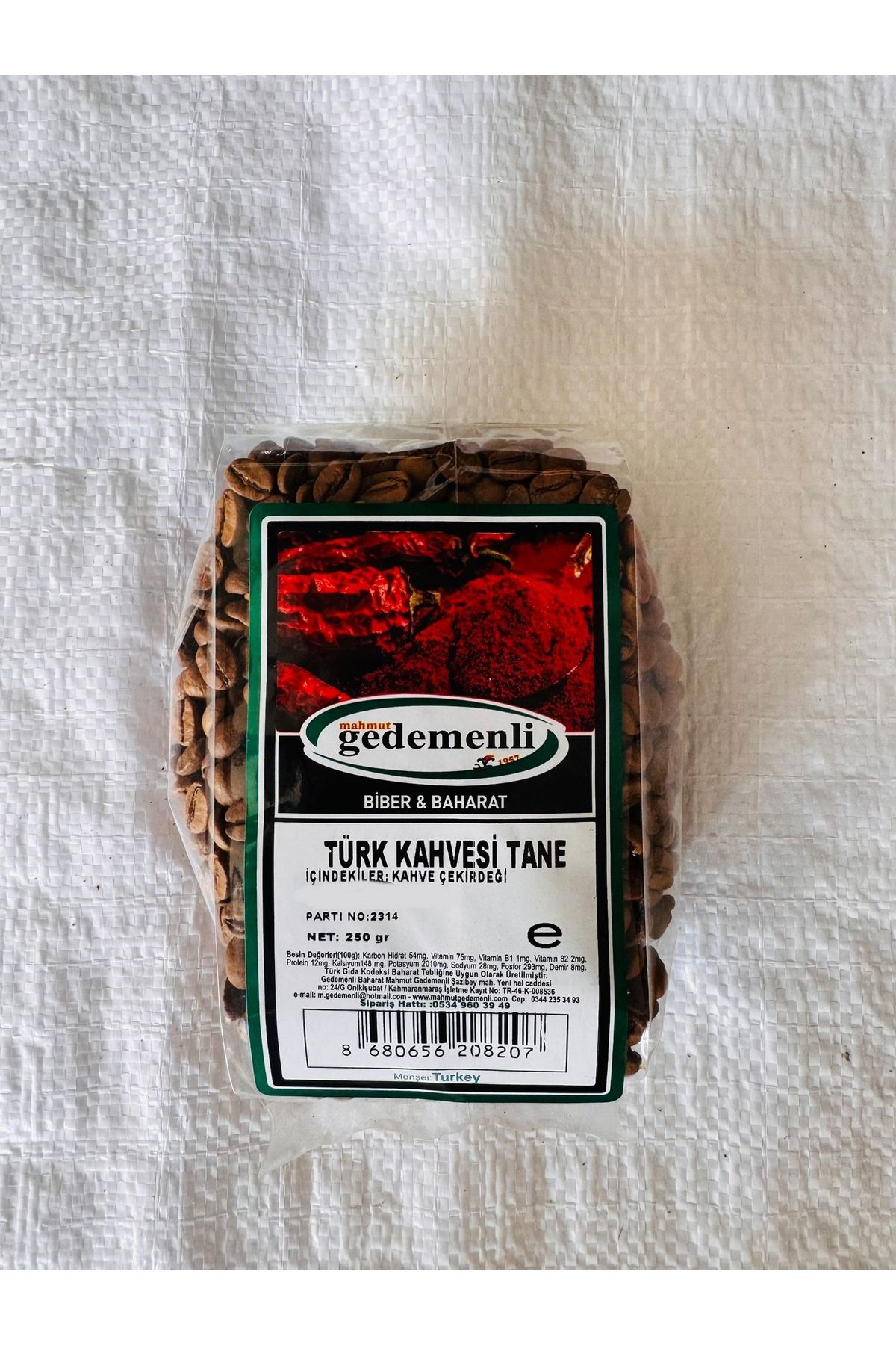 GEDEMENLİ TÜRK KAHVESİ TANE 250 GR