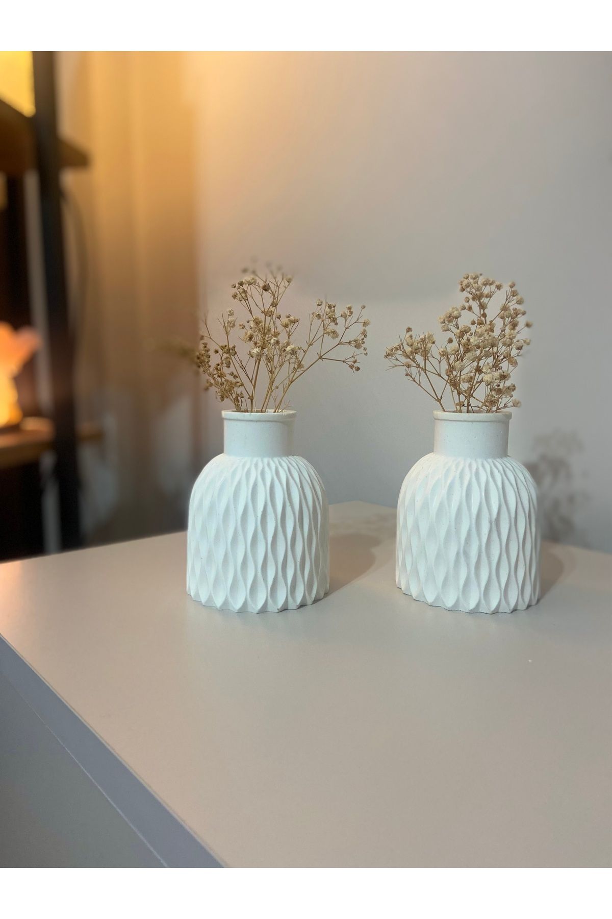 KAFEGA HOME KIRIK BEYAZ RENK ISKANDİNAV DEKORATİF BETON BİBLO 10 cm 2 Adet