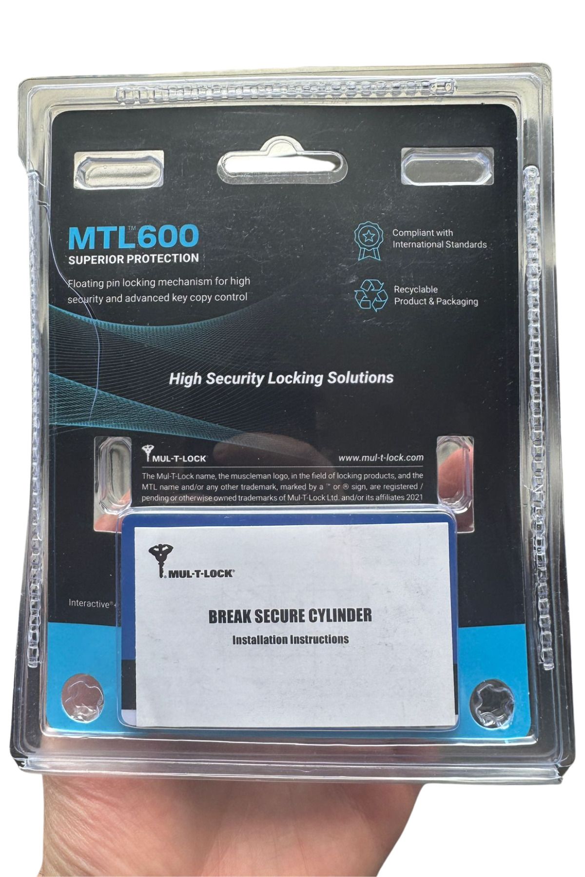 Mul-T-Lock-Mtl600 Interactive High Secure - Trapped - Steel Reinforced Twin Barel Set - 69 mm 3 with Switch 6