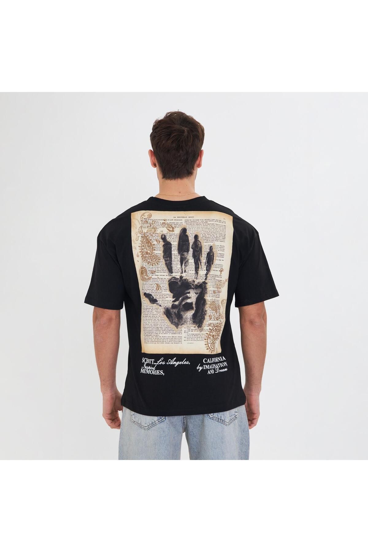 SCHOTT peç baskılı unisex oversize t-shirt