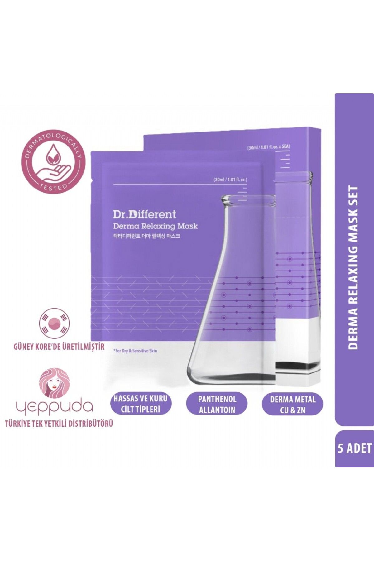 Dr.Different Derma Relaxing Mask - Derma Metal ve Cica İçerikli Besleyici & Yatıştırıcı Yüz Maskesi