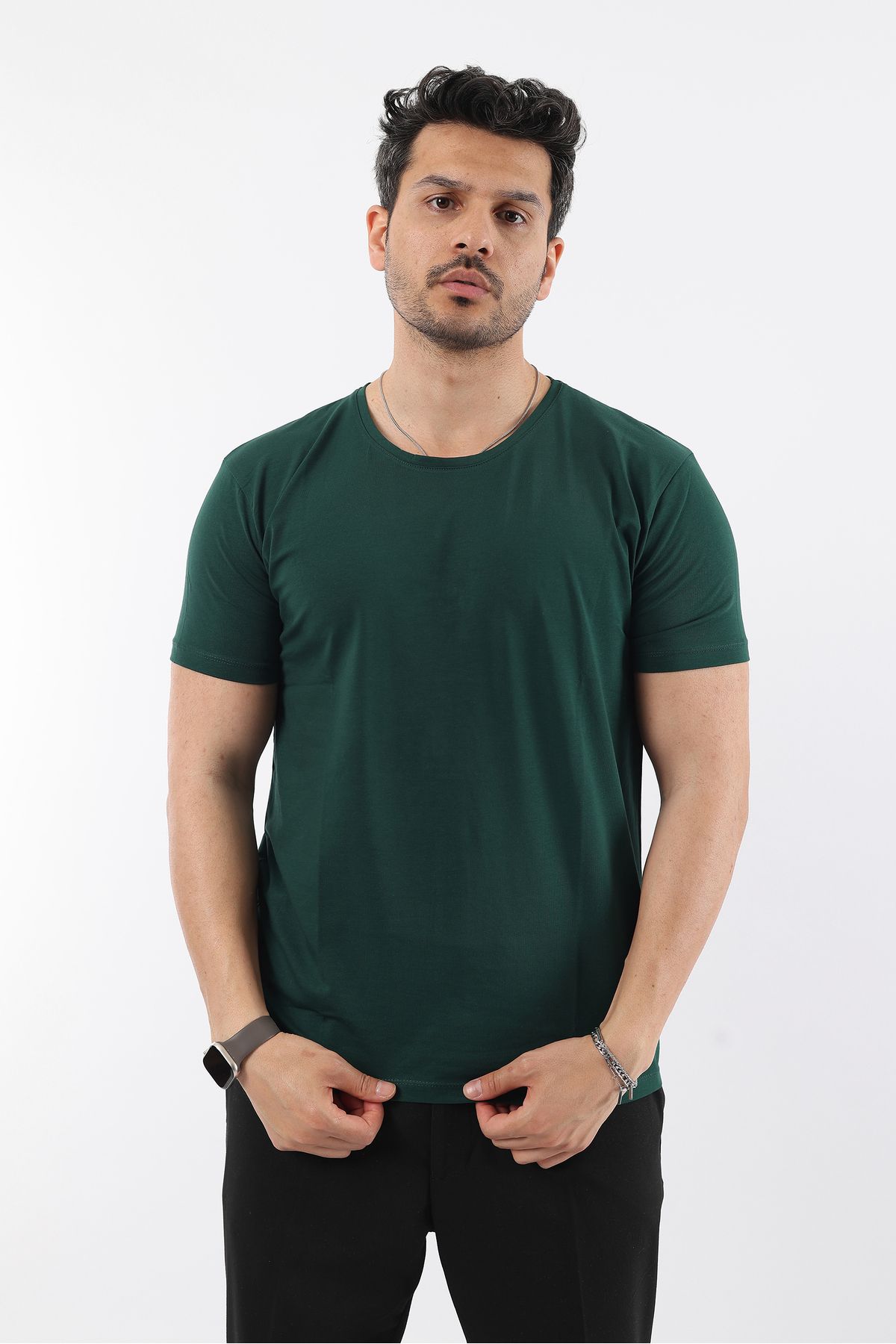 Rodrigo Erkek Slim Fit Bisiklet Yaka Basic Düz T-shirt Tişört