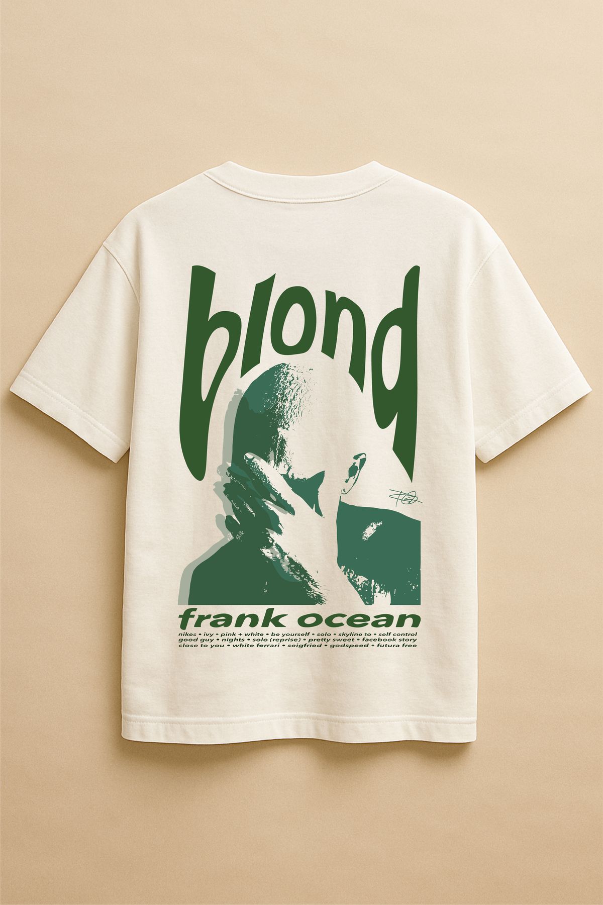 Altair Tr Beyaz Renk Oversize Blond Frank Ocean Baskılı Unisex T-Shirt Tişört