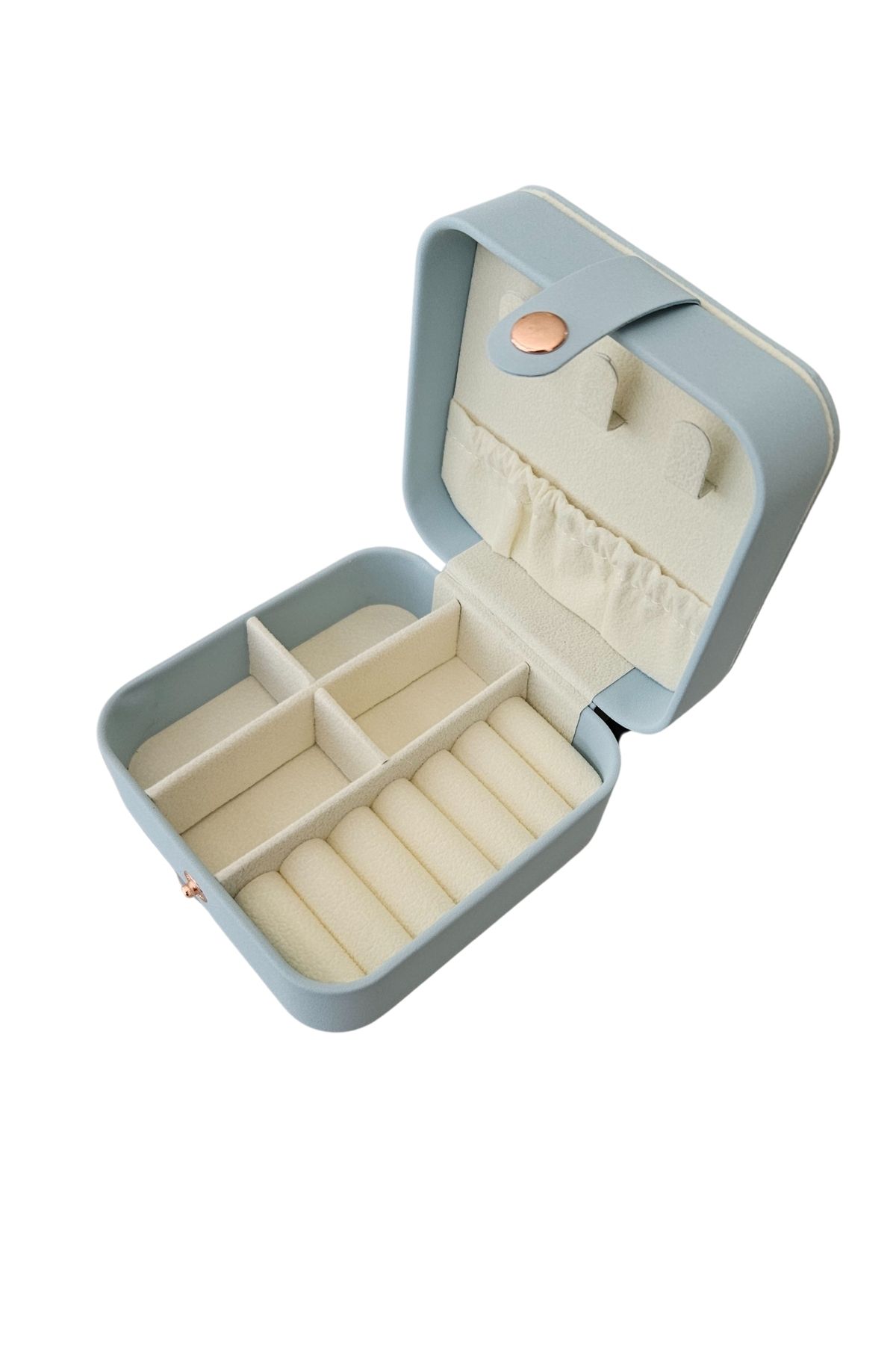 ÖZER KUTU Çıtçıtlı Deri Mini Boy Takı, Seyahat Ve Mücevher Çantası,kutusu (10x10 cm)
