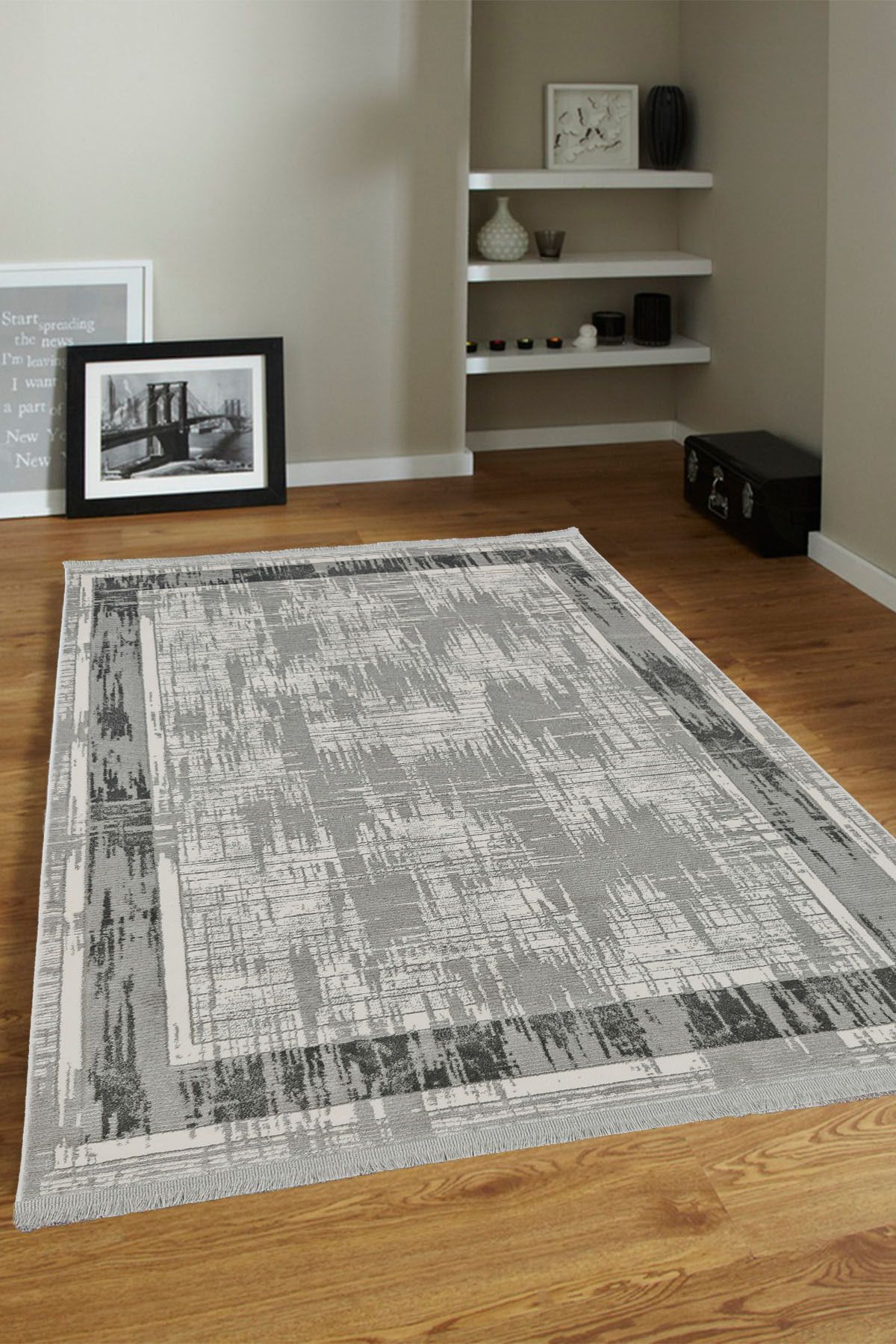 ünalcarpet 4 Metrekare - 6 Metrekare %100 Akrilik (Yün) Salon Oturma Odası Mutfak Halısı Yumuşak Doku Antrasit