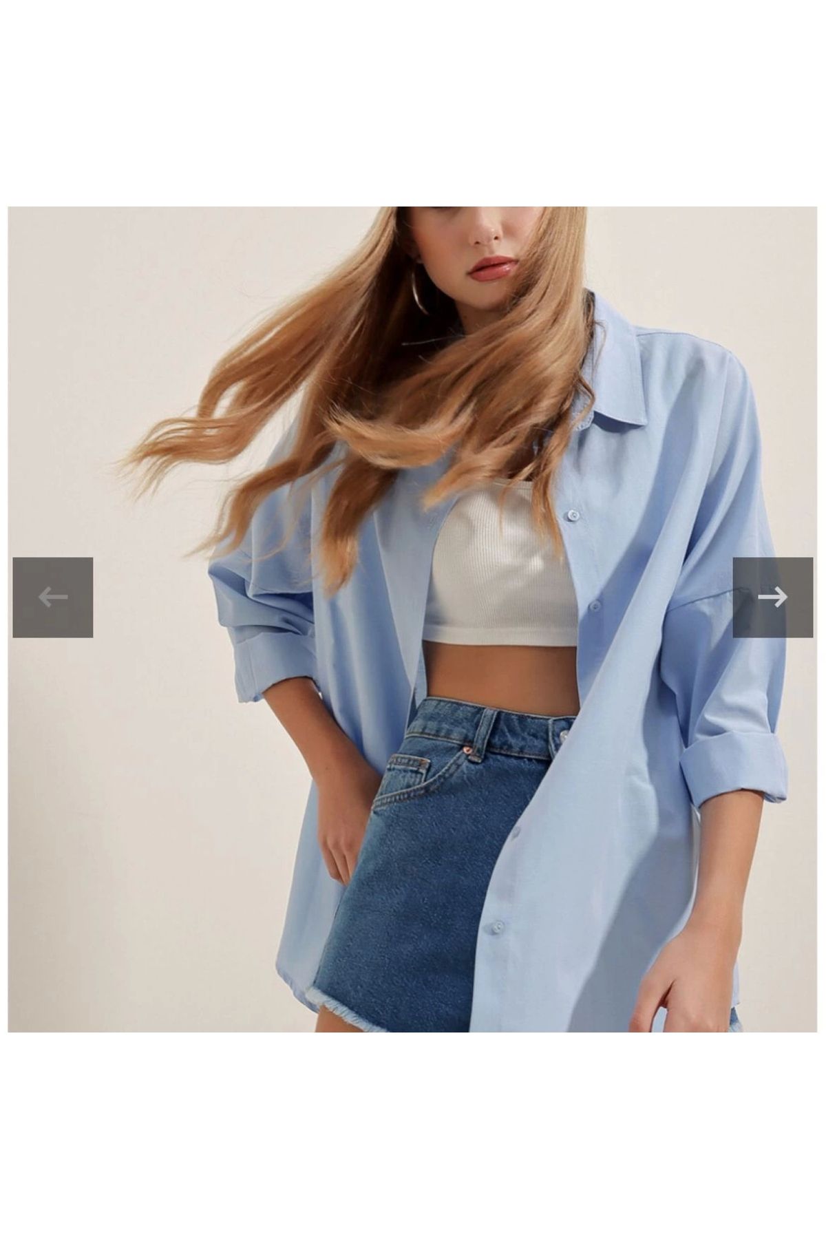 ALPERBUTİK BEBE MAVİSİ OVERSİZE GÖMLEK