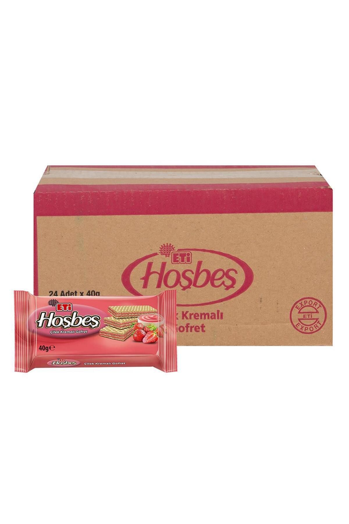 Eti Hoşbeş Gofret Çilek Kremalı 40 g x 24 Adet
