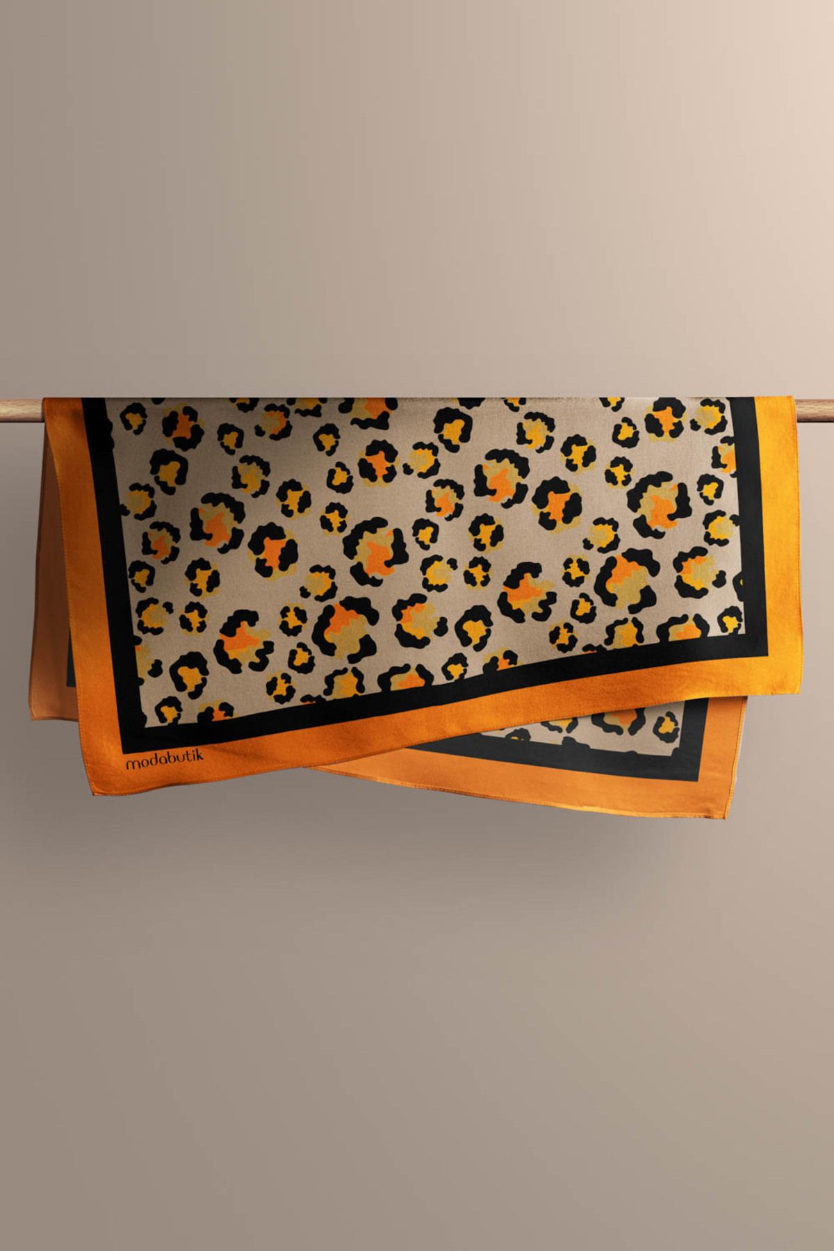Modabutik-Women's Cream Speckle Patterned 50x50 Bandana 4