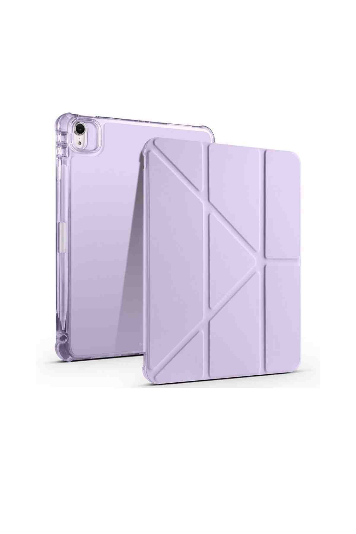 Fuchsia M2 Çip iPad Air 13 Uyumlu Kalem Bölmeli Trifolding Akıllı Tablet Kılıfı