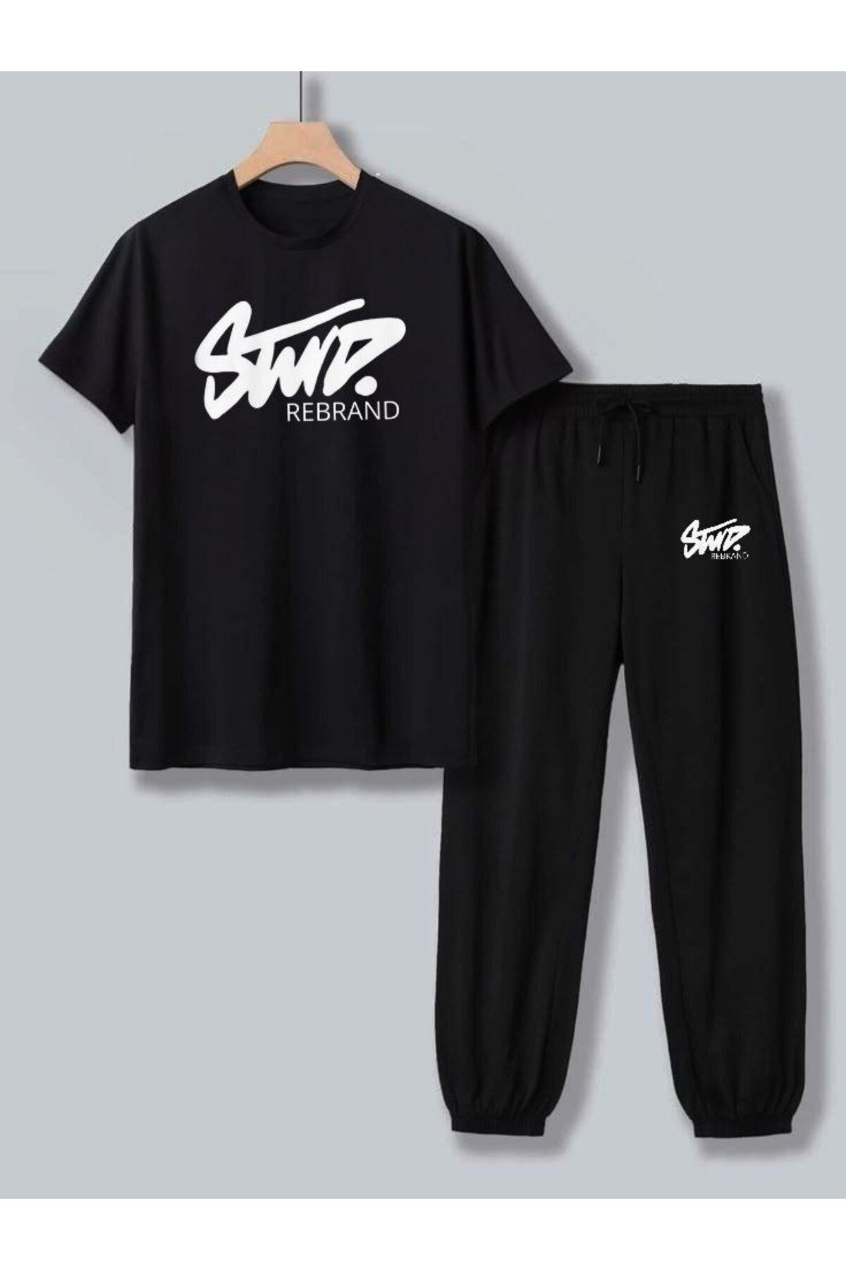 REBRAND Spor Giyim Oversize T-shirt Takımı - Baskılı Alt Üst Eşofman