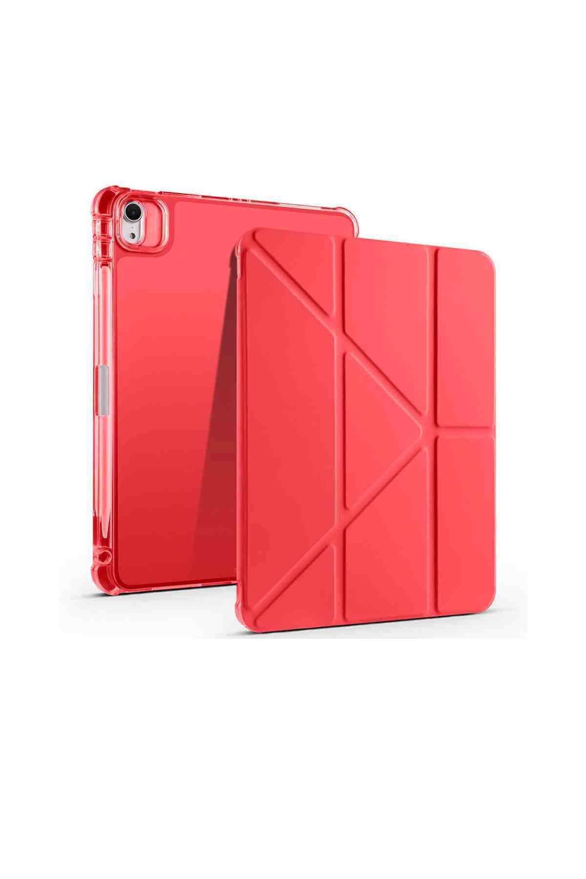Fuchsia M2 Çip iPad Air 13 Uyumlu Kalem Bölmeli Trifolding Akıllı Tablet Kılıfı