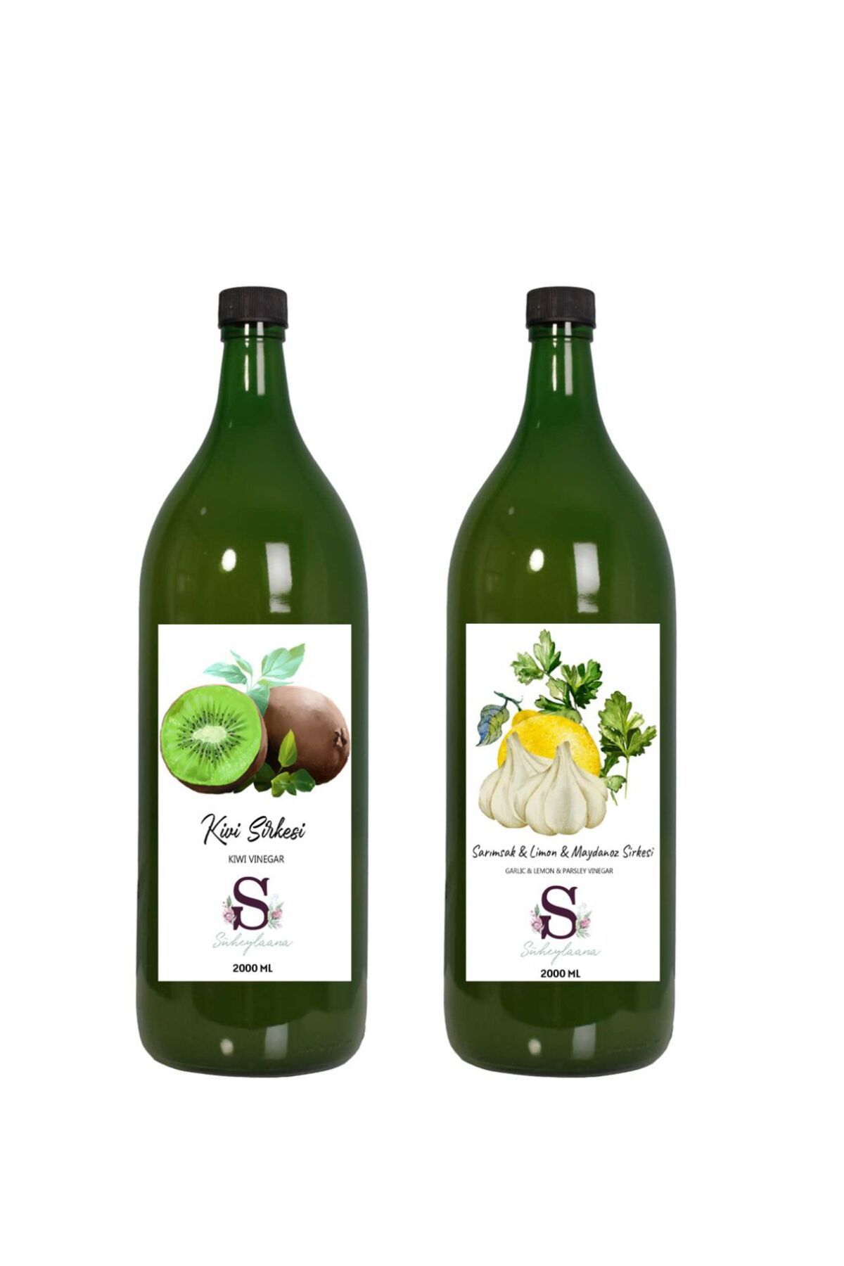 Süheylaana Doğal Kivi Sirkesi 2000 Ml - Doğal Sarımsak & Limon & Maydanoz Sirkesi 2000 Ml