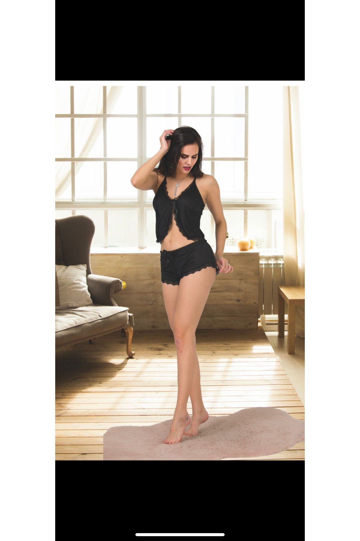 nuis lingerie İp Askılı Dantel Detaylı Şortlu Takım
