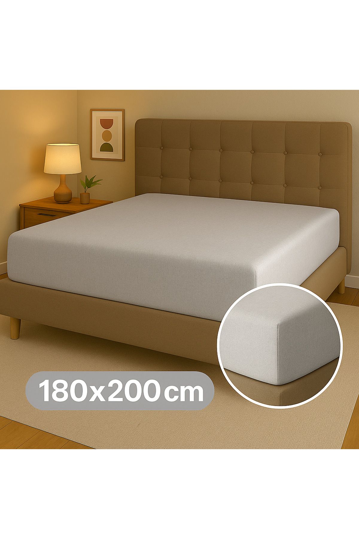 MaCaStore Pamuklu Ranforce Kumaş Çift Kişilik Lastikli Çarşaf Takımı 180*200