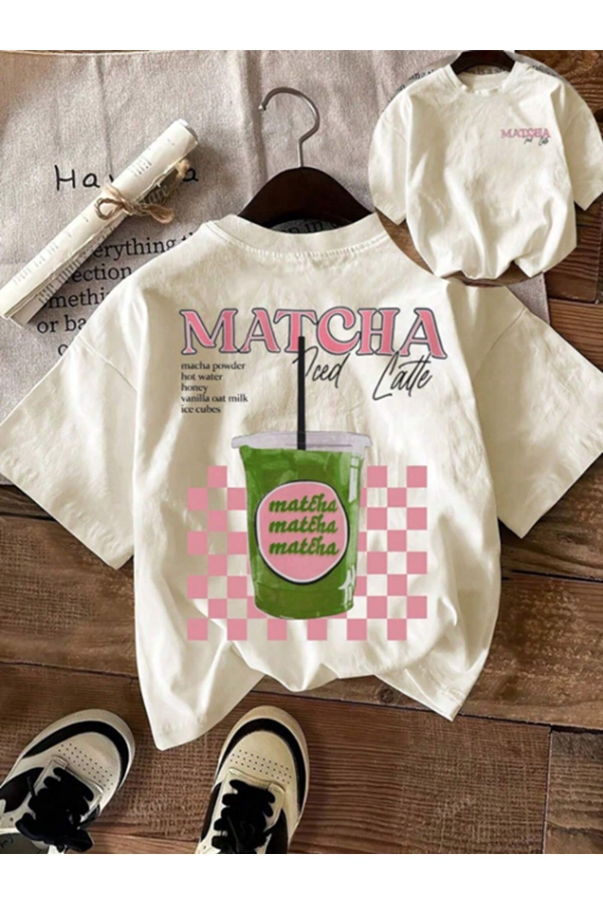 Touz Moda Matcha Baskılı Unisex Oversize T-shirt