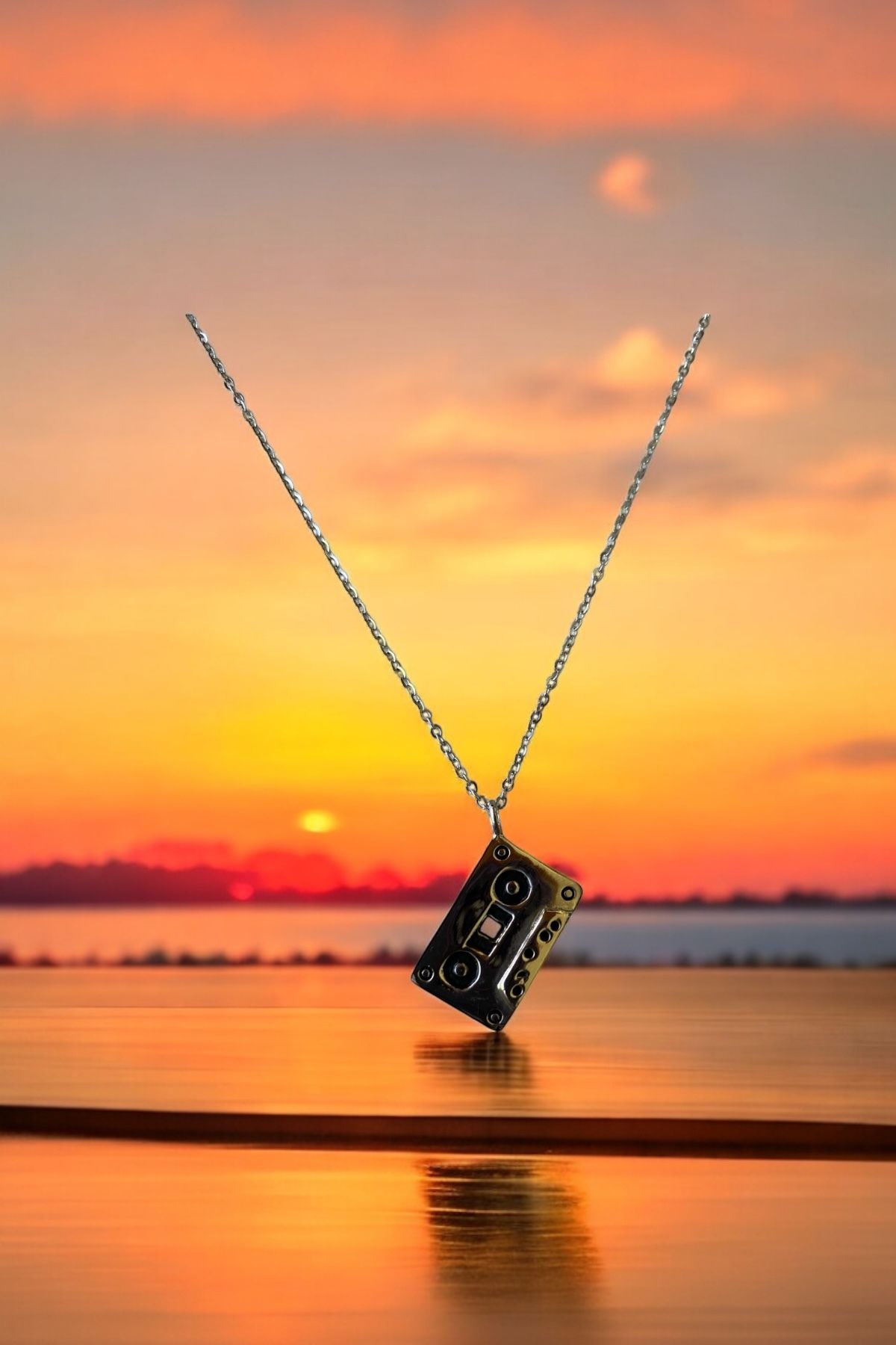 Silver Bazaar Paslanmaz Çelik Kaset Kolye