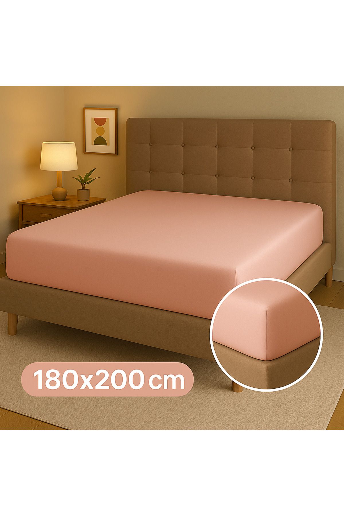 MaCaStore Pamuklu Ranforce Kumaş Çift Kişilik Lastikli Çarşaf Takımı 180*200