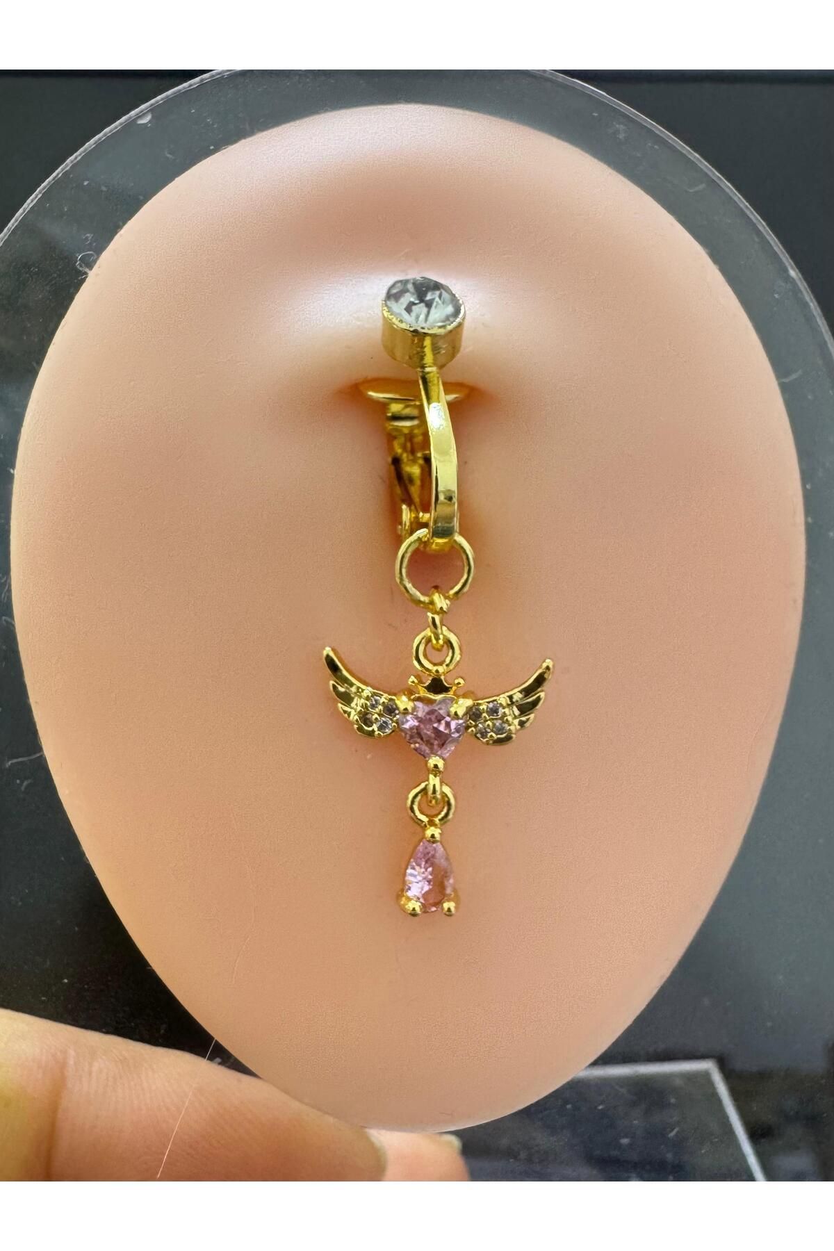 Arescollection DELİKSİZ ( delik gerektirmeyen) KLİPSLİ ZİRKON TAŞLI GÖBEK PİERCİNGİ