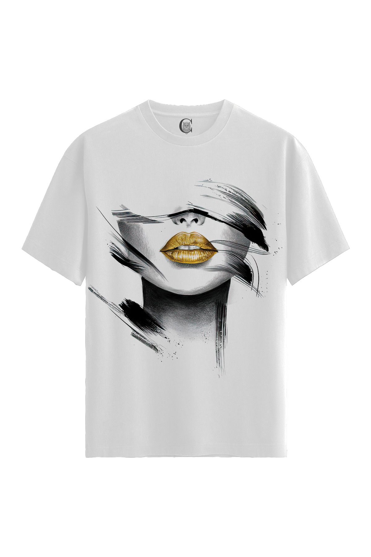 Color Luxe Golden Whisper - %100 Pamuklu Kadın Beyaz Tişört - Premium Quality