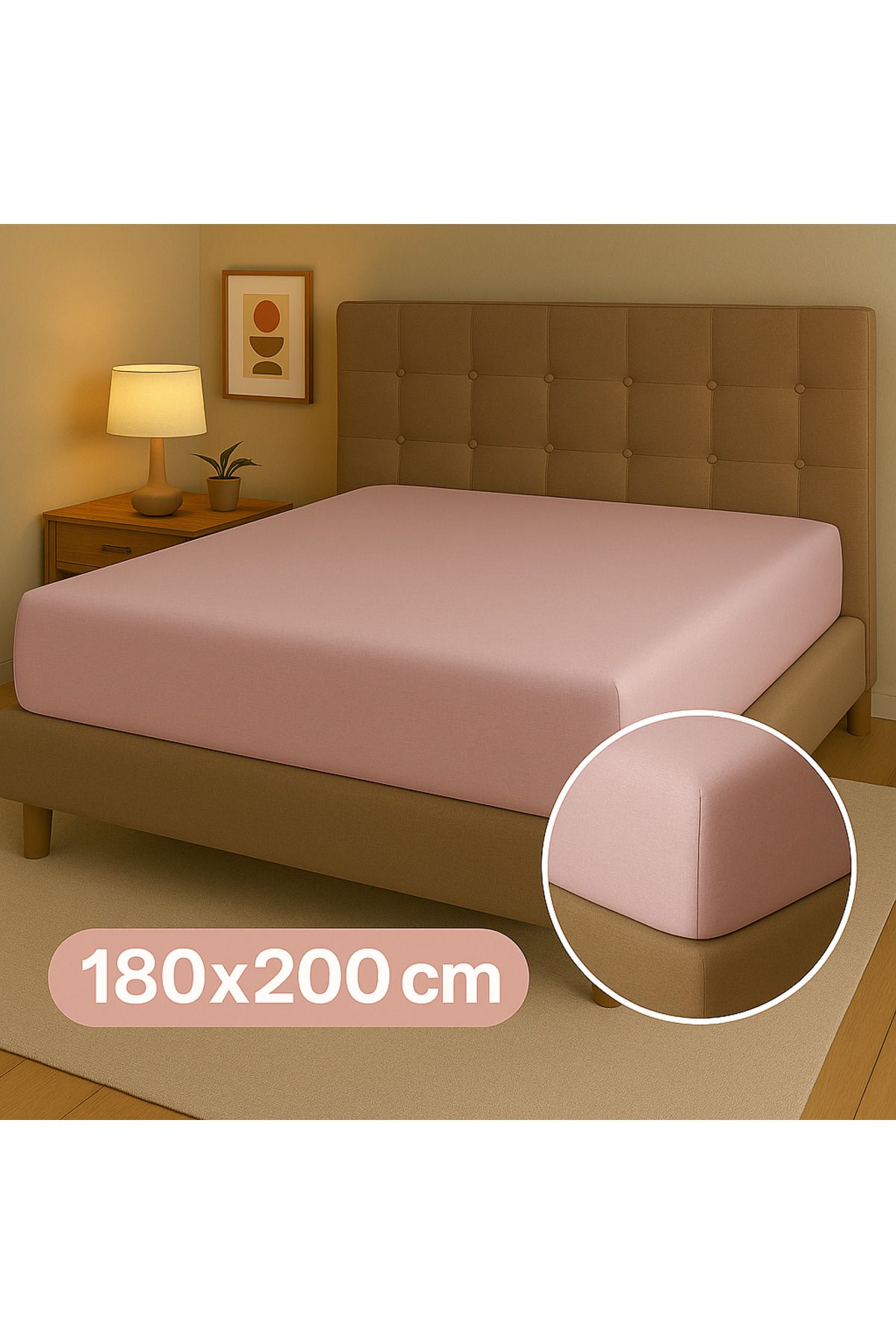 MaCaStore Pamuklu Ranforce Kumaş Çift Kişilik Lastikli Çarşaf Takımı 180*200