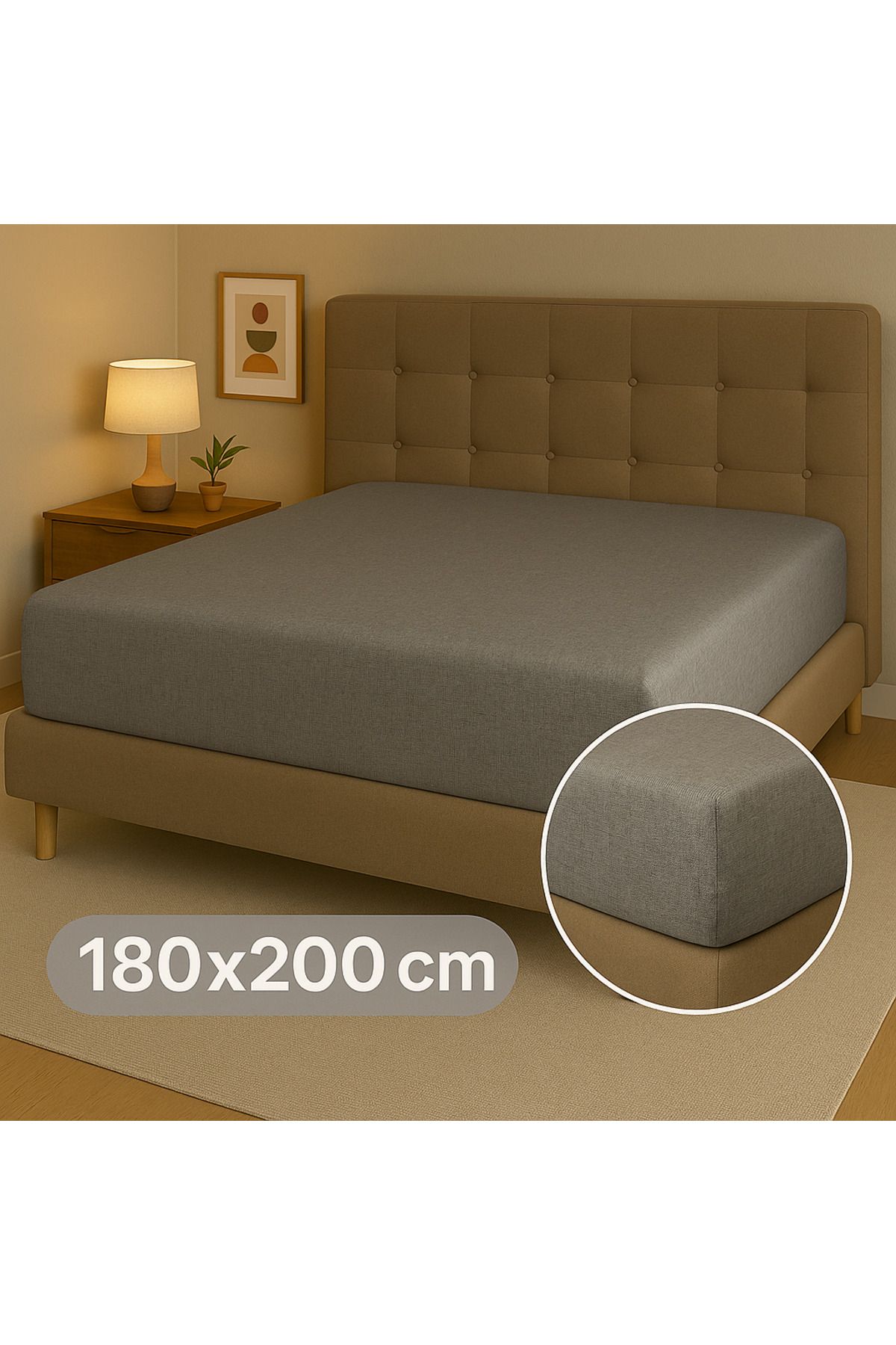MaCaStore Pamuklu Ranforce Kumaş Çift Kişilik Lastikli Çarşaf Takımı 180*200