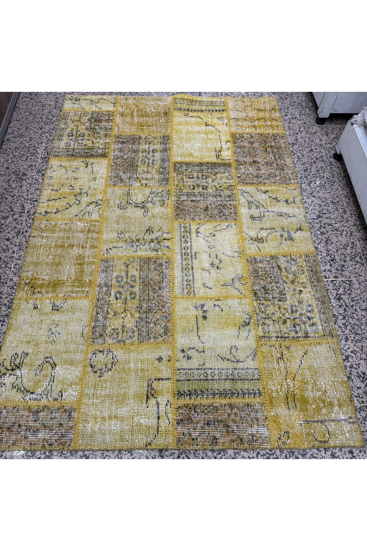 Hoomrugs Hoom Rugs Antik Patchwork Sarı El Dokuma Kilim