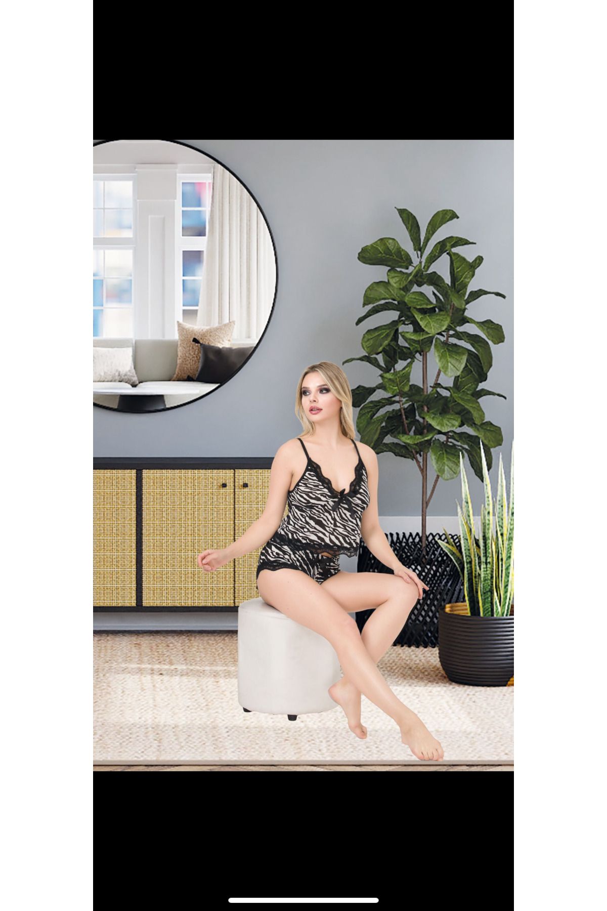 nuis lingerie İp Askılı Dantel Detaylı Şortlu Takım