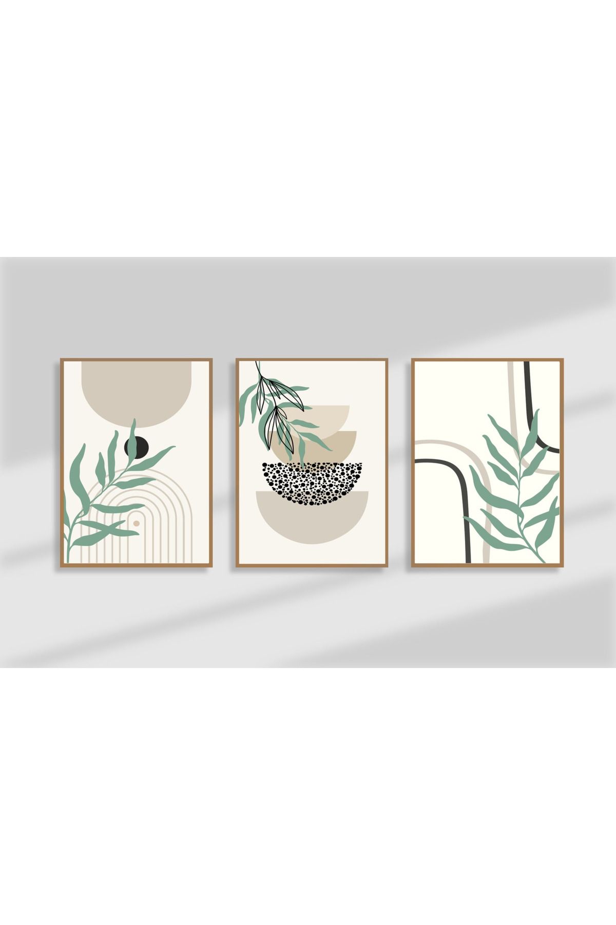 Tuba Decor 3 Parça Ahşap Çerçeve Görünümlü MDF Poster Tablo Seti