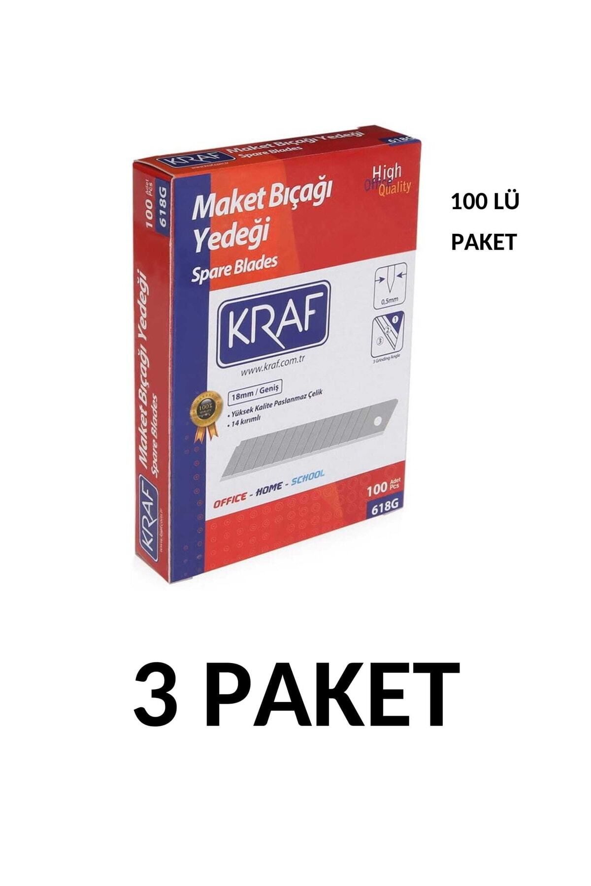 KRAF 3 Paket (300 Adet) MAKET BIÇAĞI YEDEĞİ DAR 609G